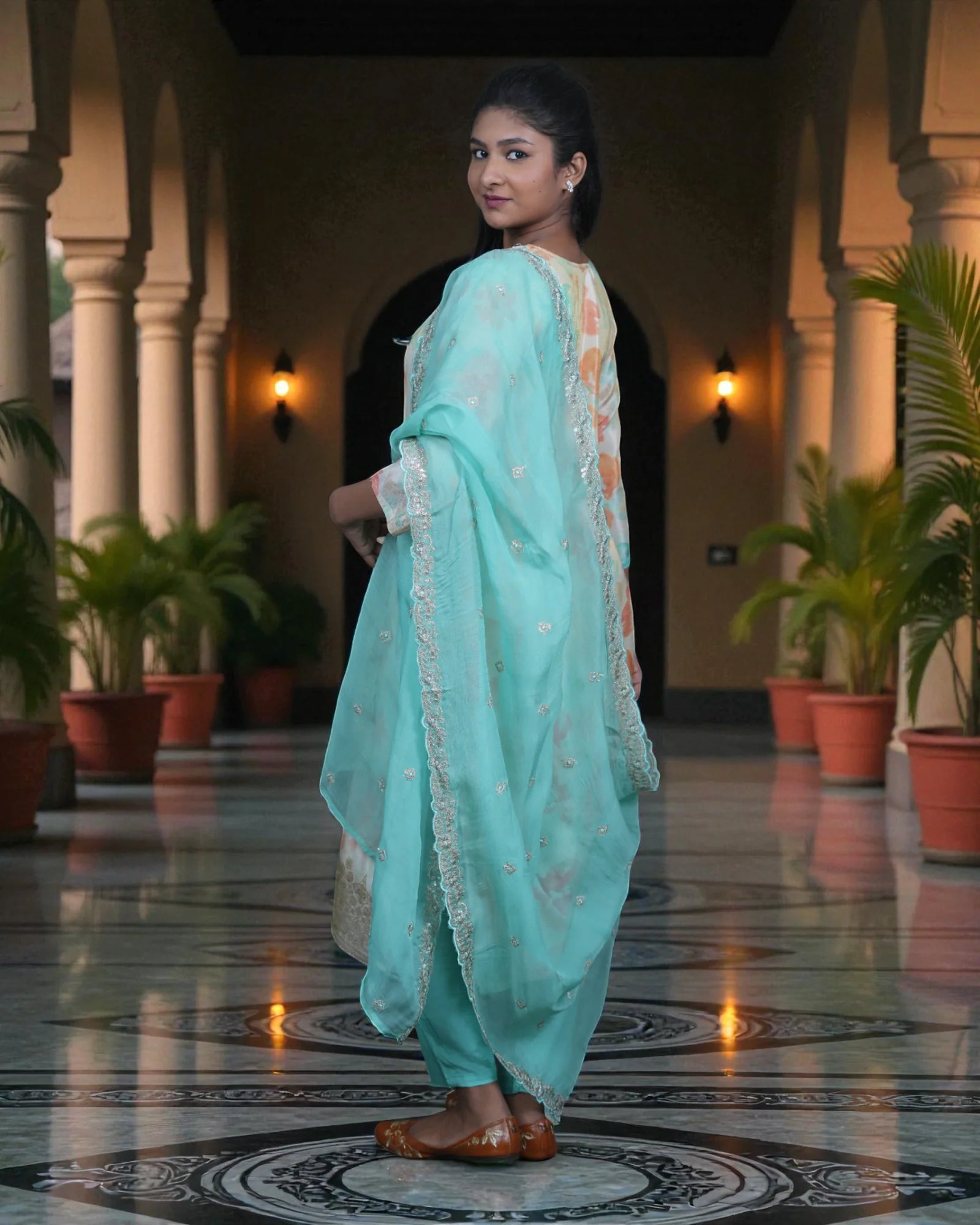 Floral Cotton Embroidered Kurta Set