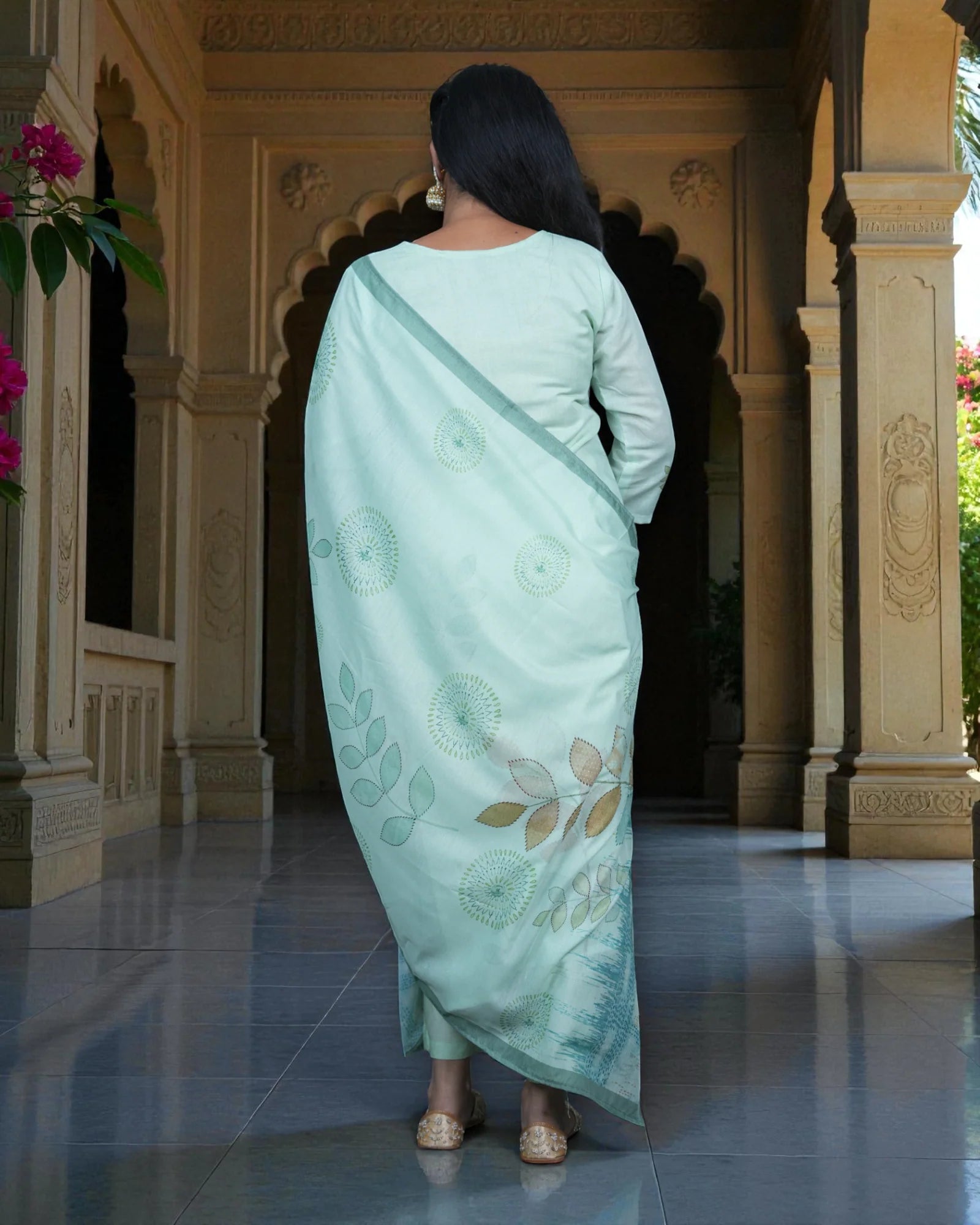 Silver Sequin Embellished Cotton Kurta Set