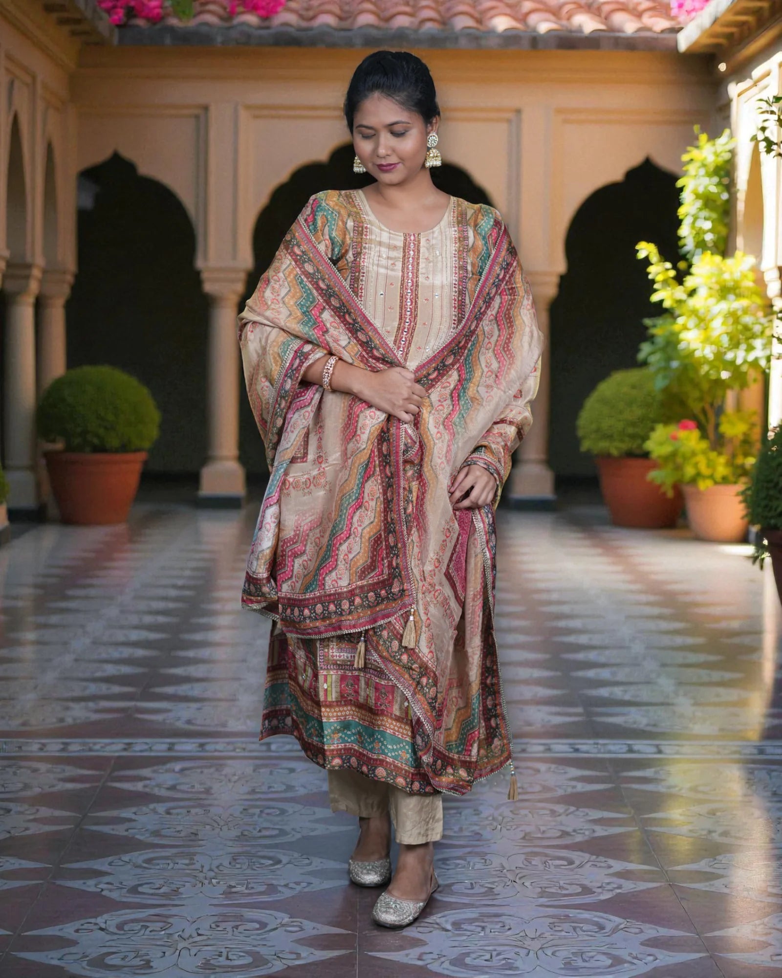 Zigzag Printed Cotton Kurta Set