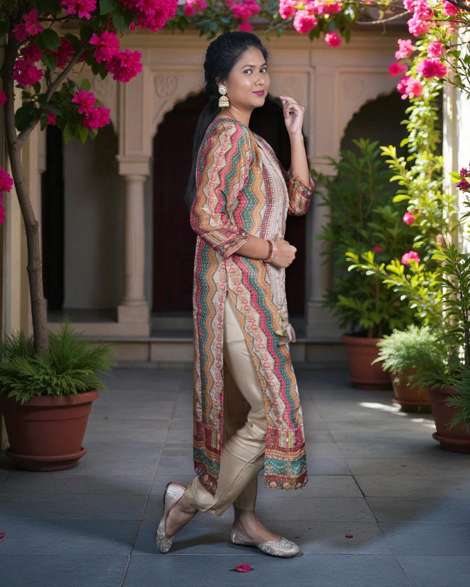 Zigzag Printed Cotton Kurta Set