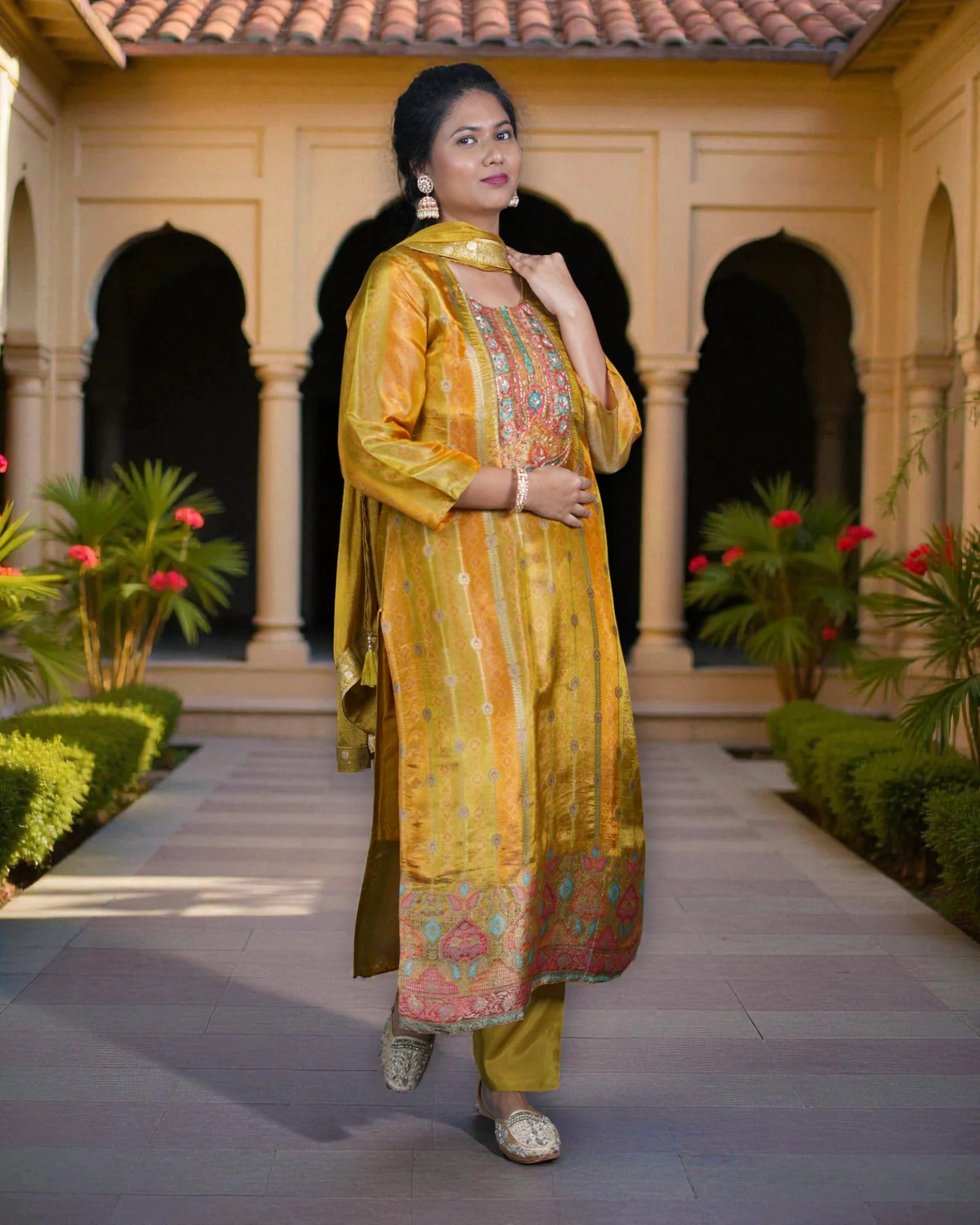 Zardozi Embroidered Kurta Set with Dupatta