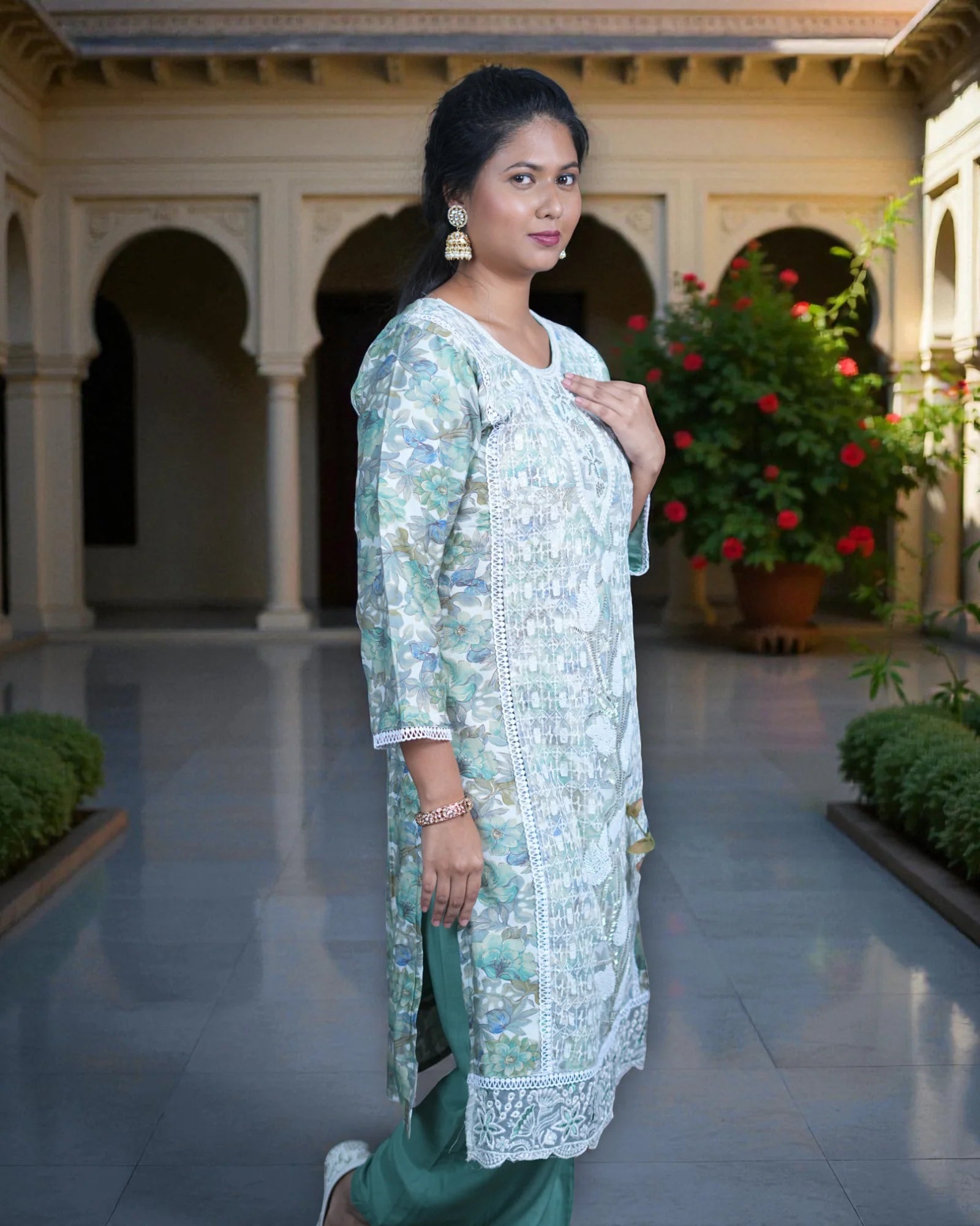 Embroidered Net Lace Dupatta Pakistani Suit