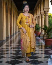 Silk Hand Embroidered Kurta Set
