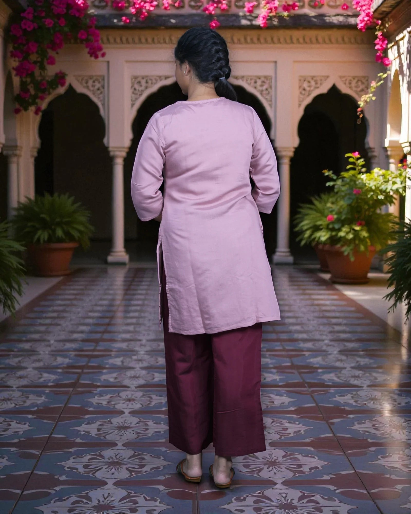 Embroidered Rayon Palazzo Suit Set