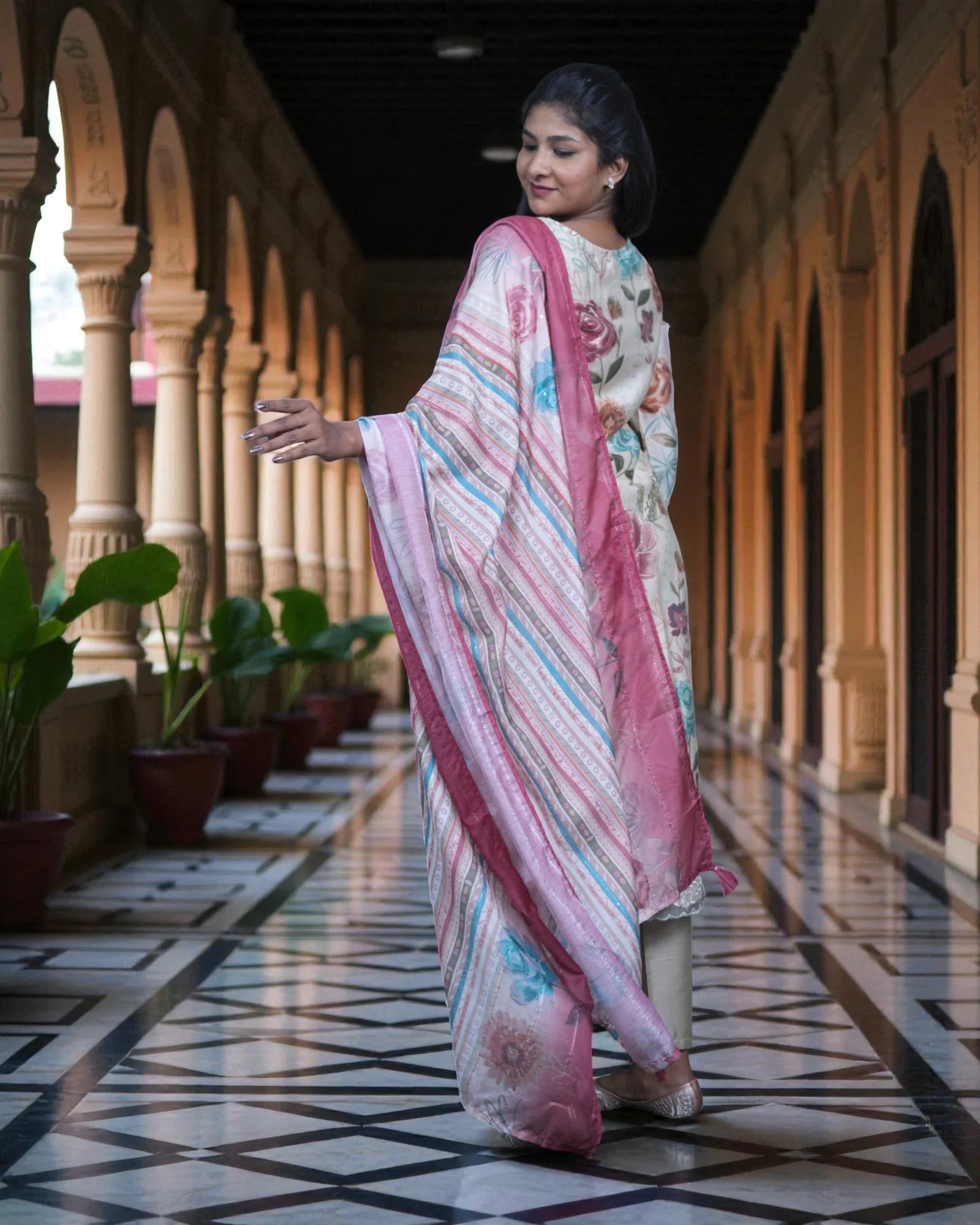 Floral Mul Cotton Kurta Set