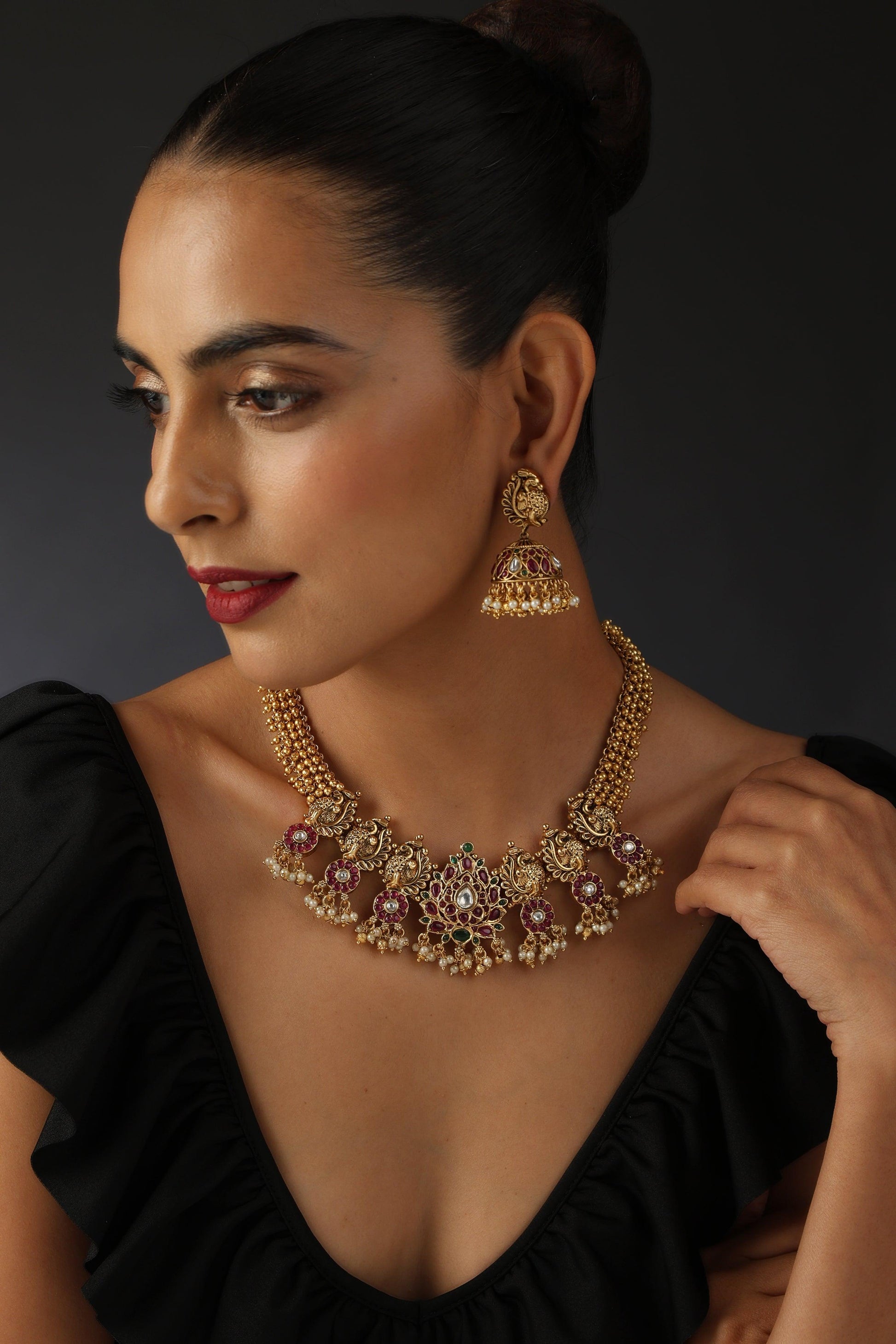 Royal Charm Jadau Kundan Necklace Set - Dyulokha