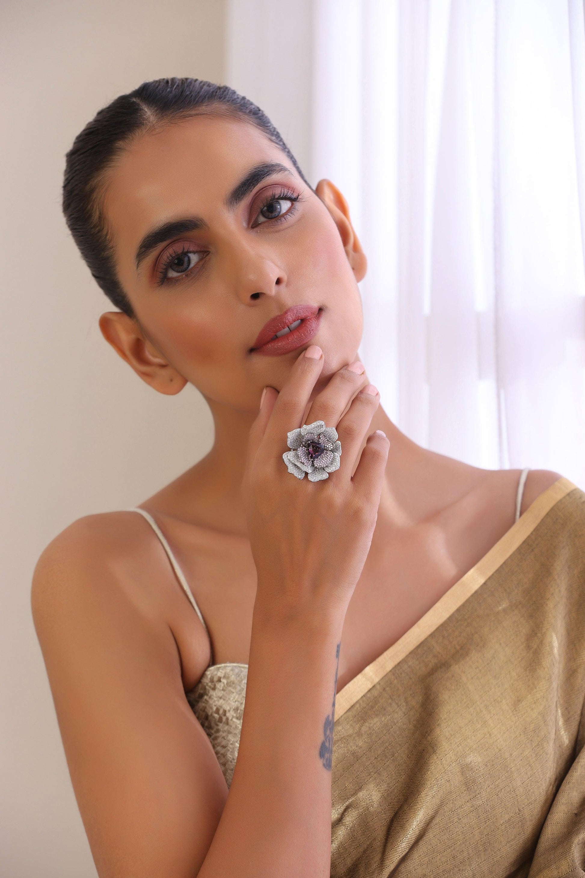 Purple Bloom Zirconia Ring - Dyulokha