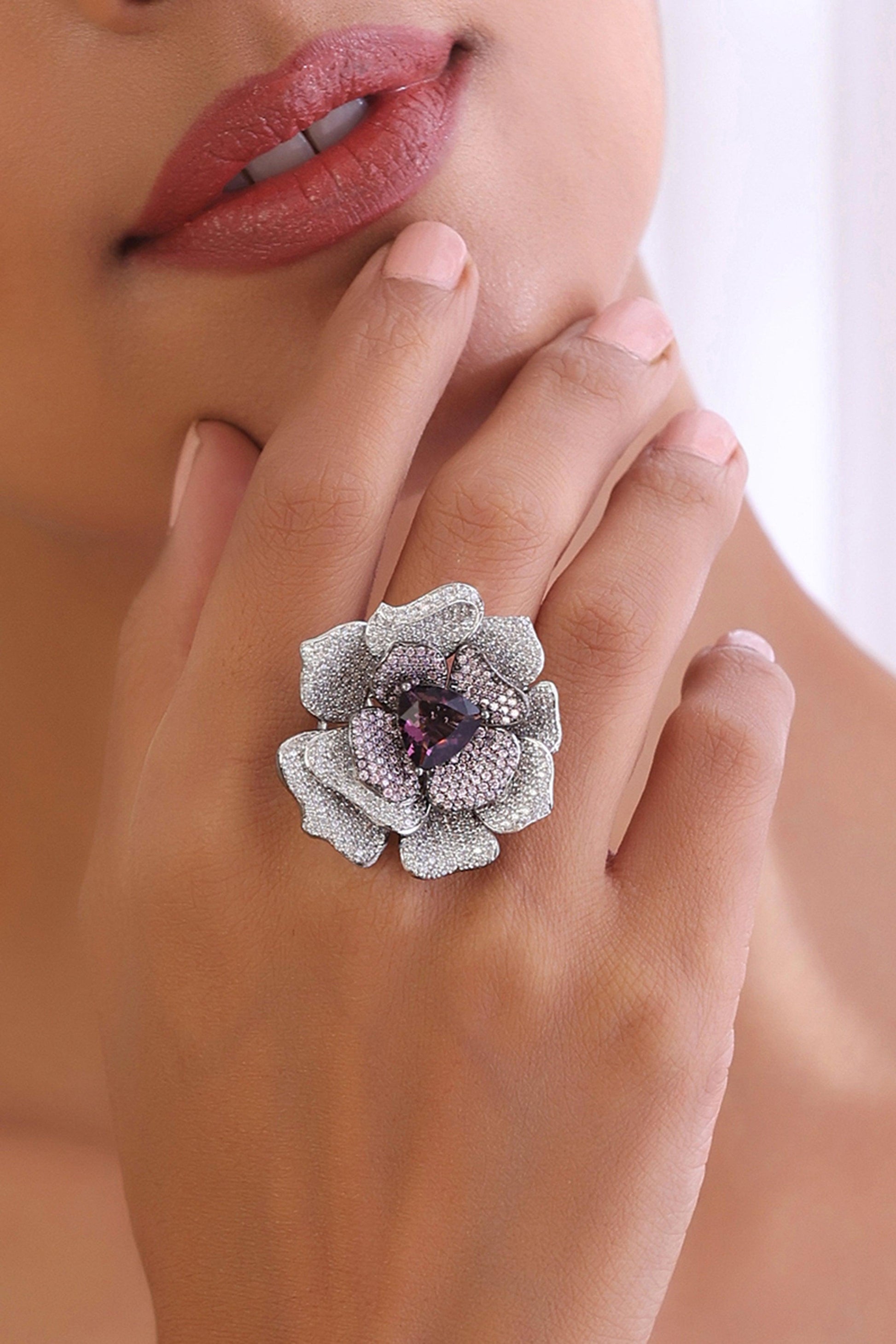 Purple Bloom Zirconia Ring - Dyulokha