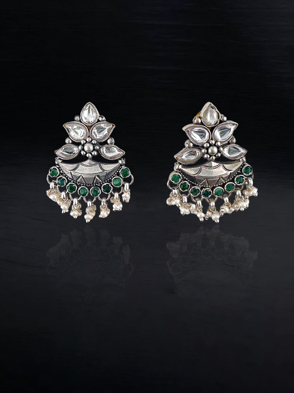 Ornate Green Earrings