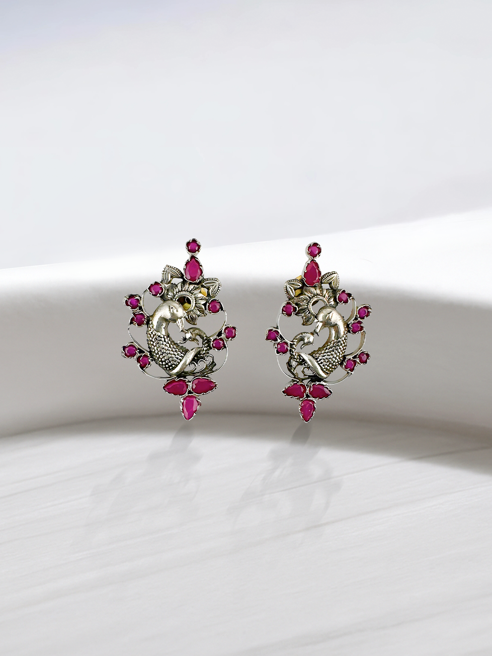 Pink Peacock Studs