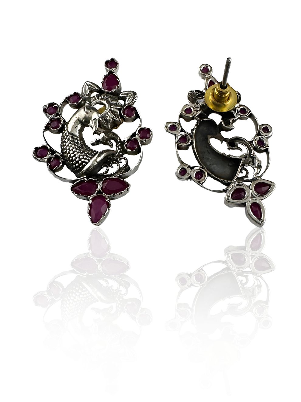 Pink Peacock Studs