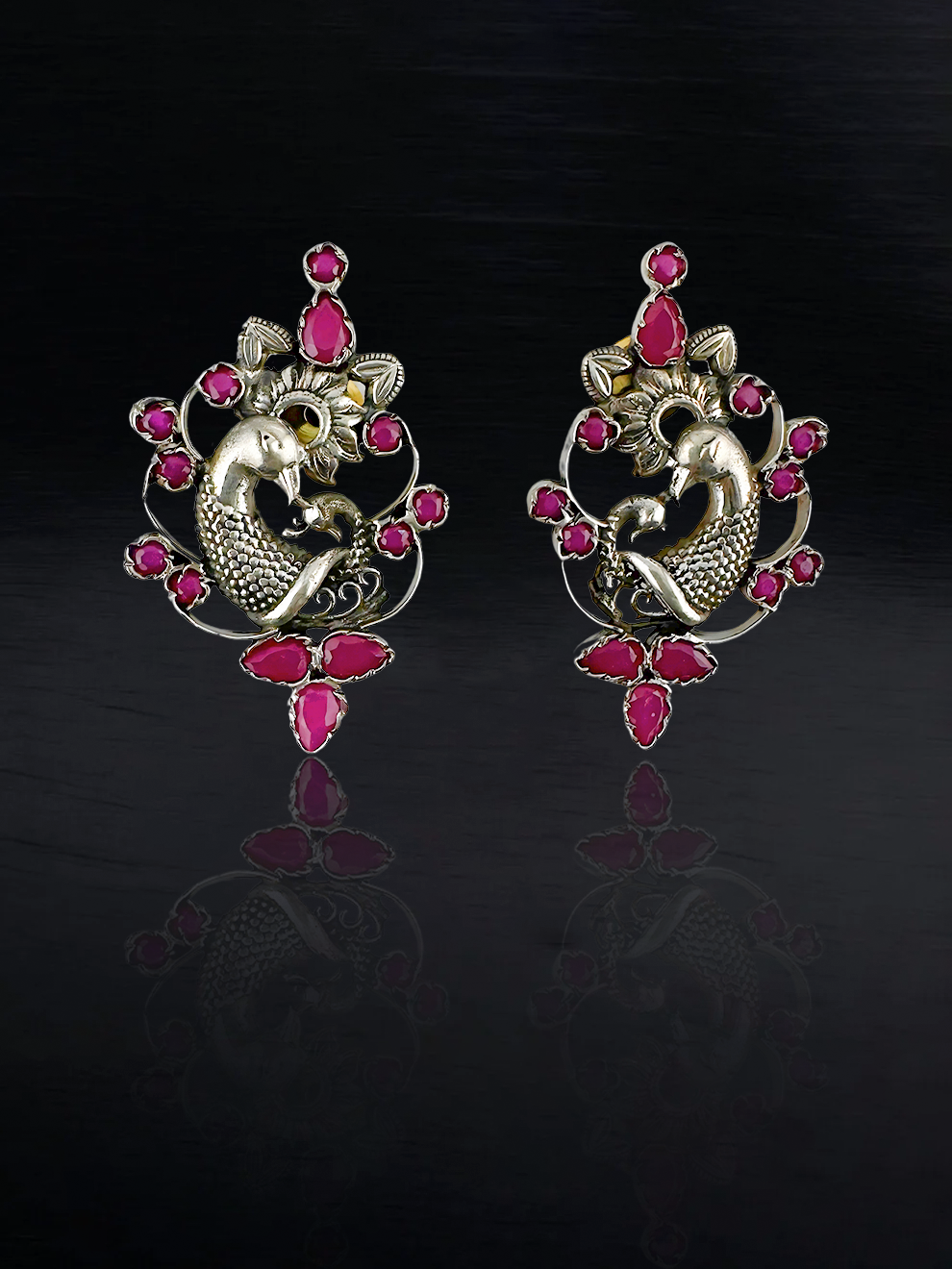 Pink Peacock Studs