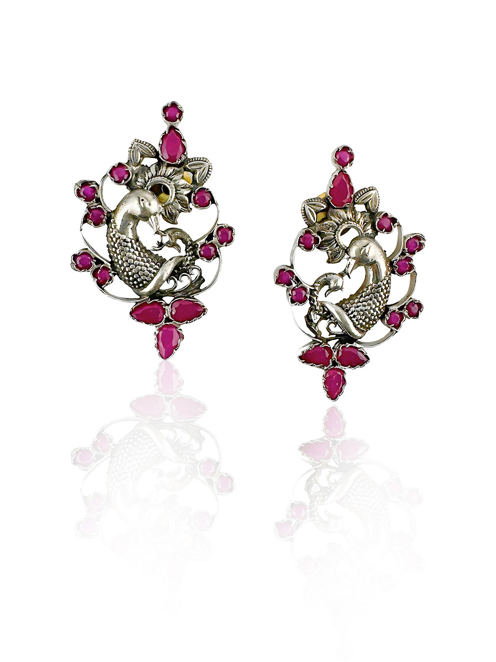 Pink Peacock Studs