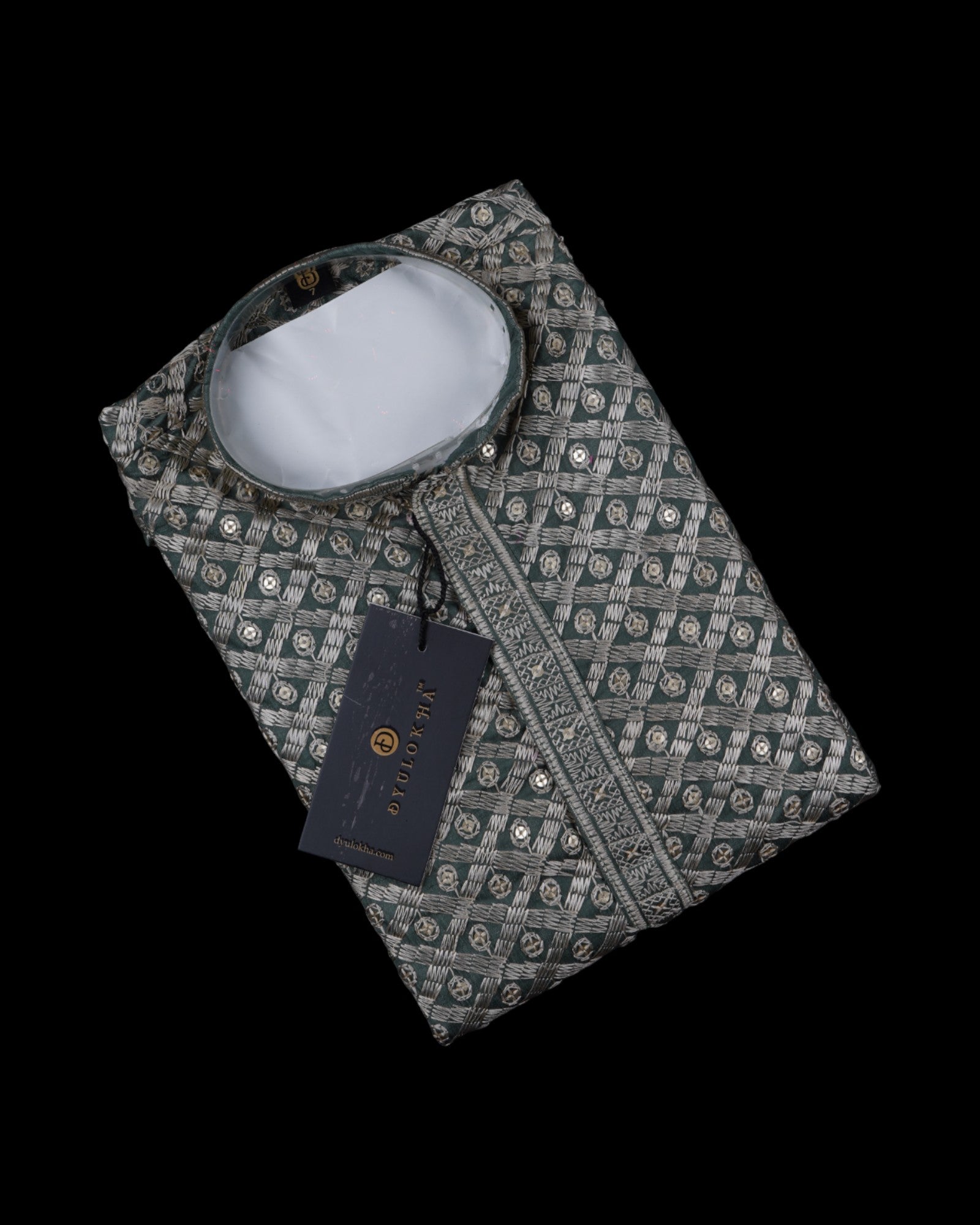 Block Print Cotton Sequin Embroidered Kurta Pajama