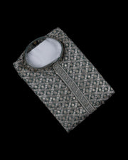 Block Print Cotton Sequin Embroidered Kurta Pajama
