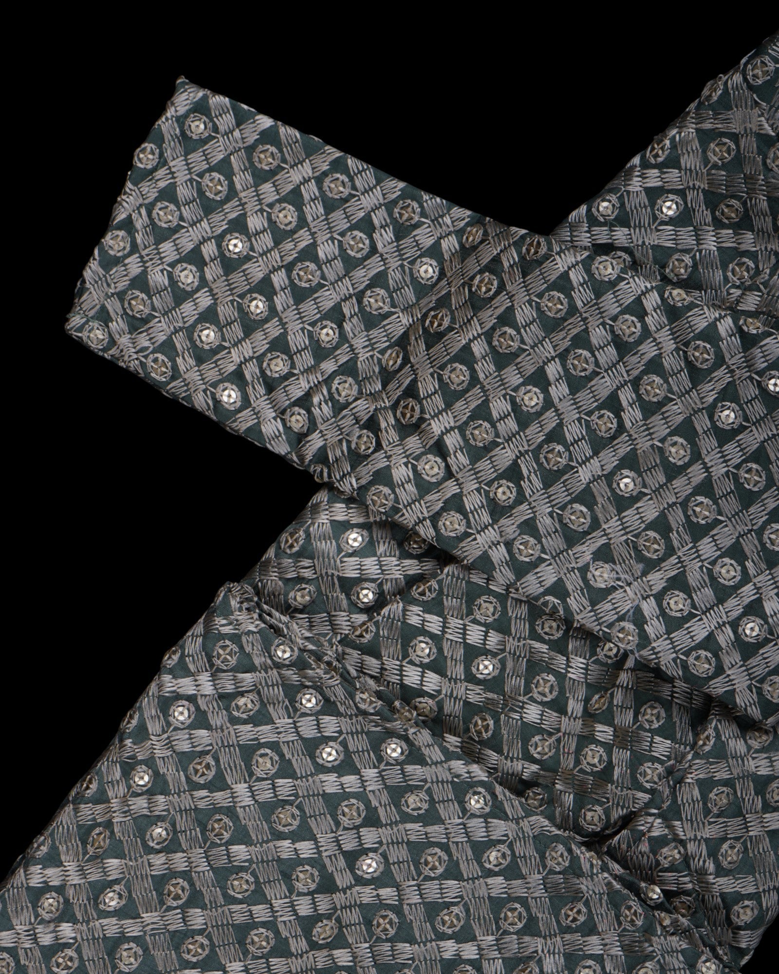 Block Print Cotton Sequin Embroidered Kurta Pajama