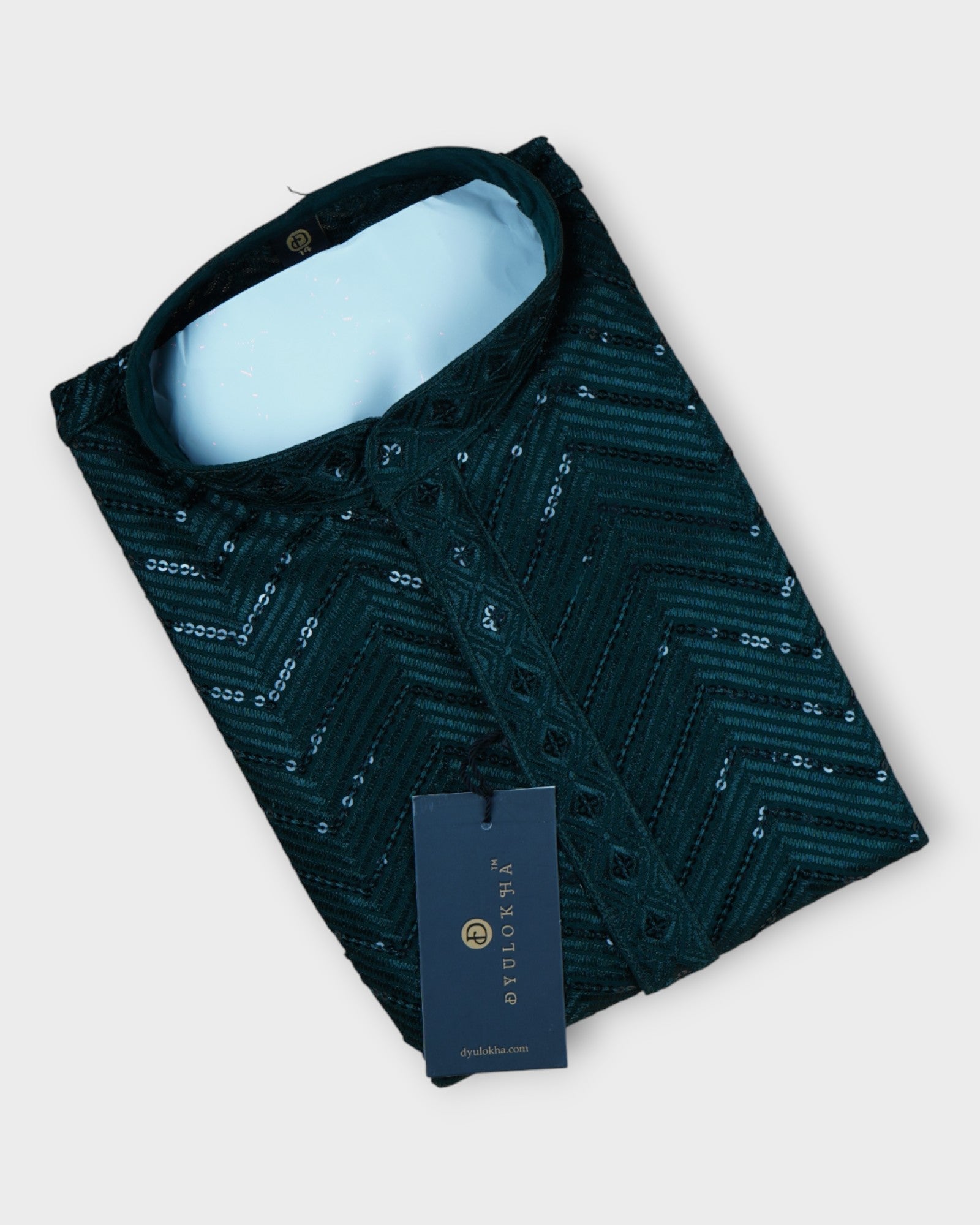 Sequined Cotton Blend Kurta Pajama Set