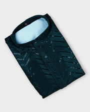 Sequined Cotton Blend Kurta Pajama Set