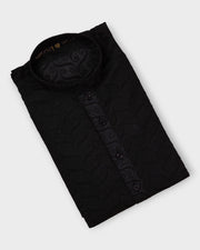 Textured Cotton Blend Embroidered Kurta Pajama Set