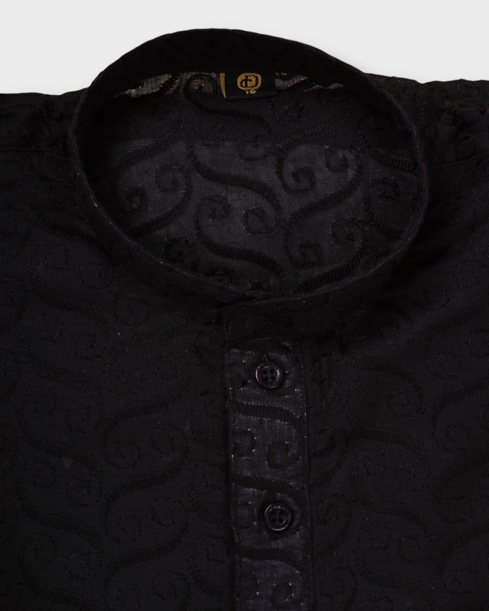 Textured Cotton Blend Embroidered Kurta Pajama Set
