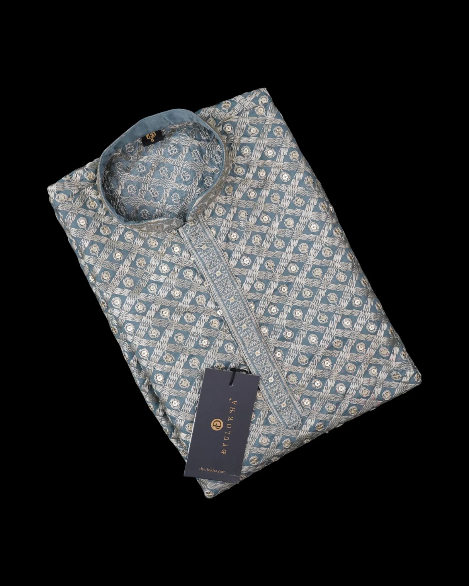Soft Silk Sequins Embroidered Kurta Pajama