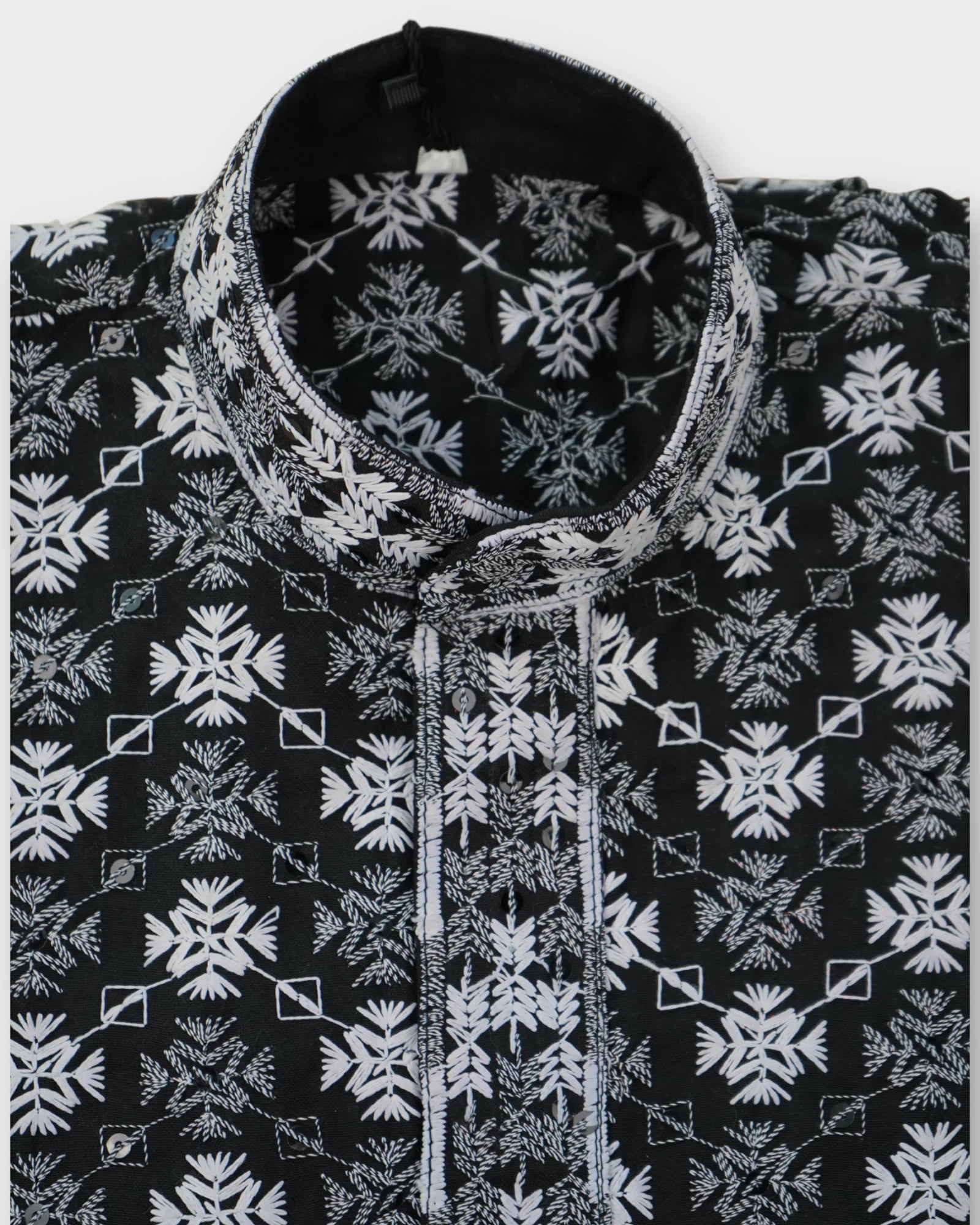 Sequin Embroidered Cotton Kurta Pajama Set