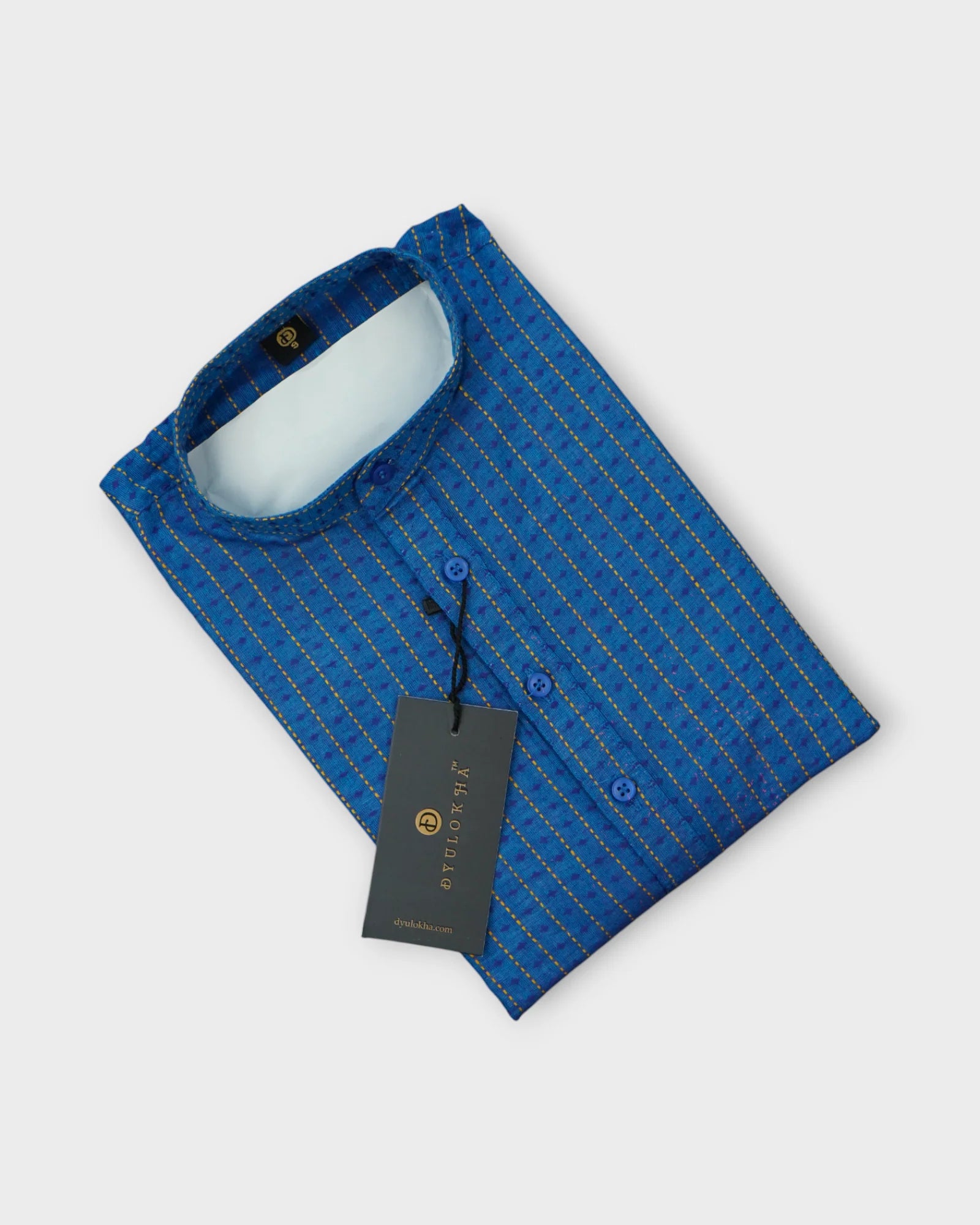 Blue Cotton Embroidered Kurta Pajama Set