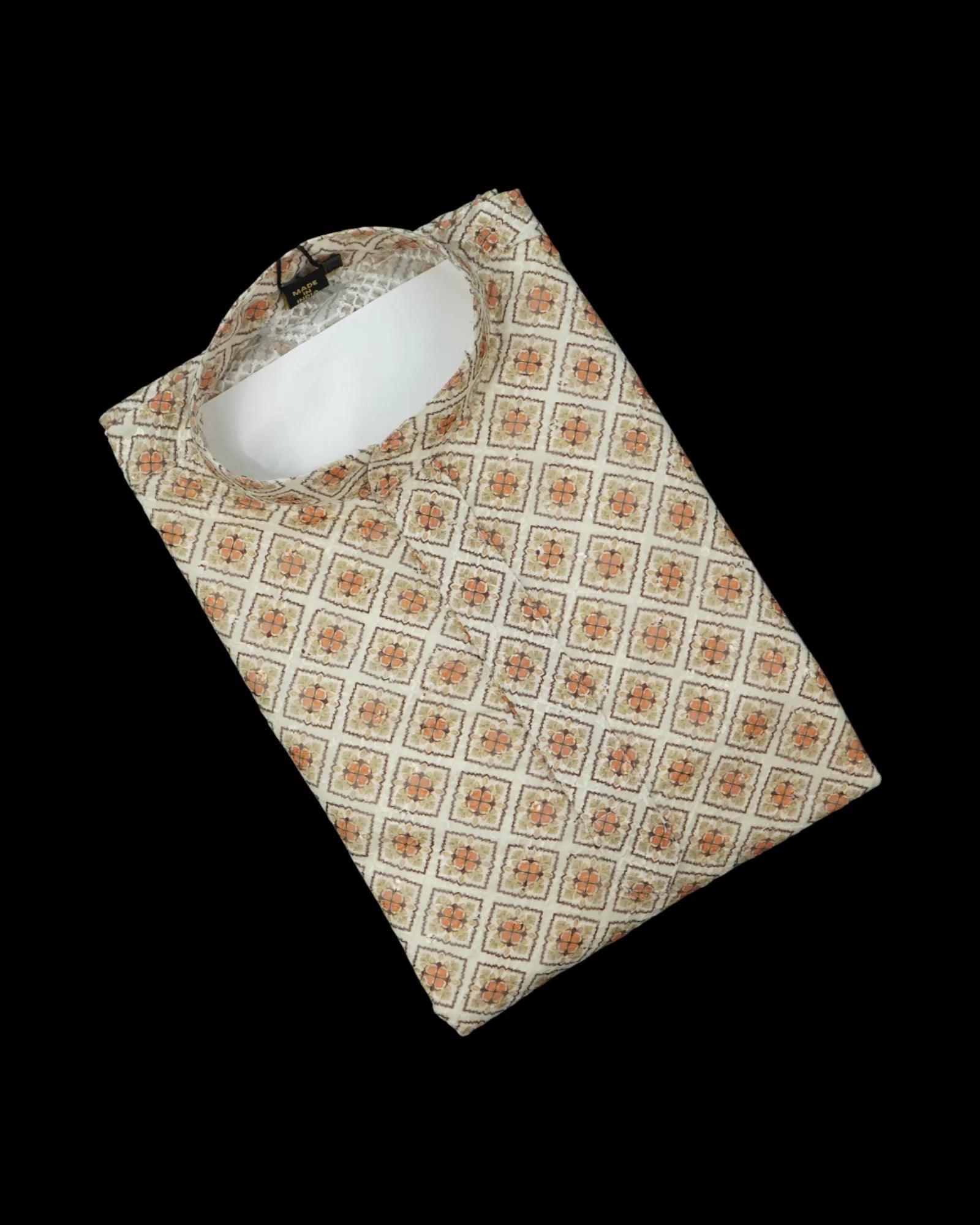 Block Print Embroidered Cotton Kurta Pajama