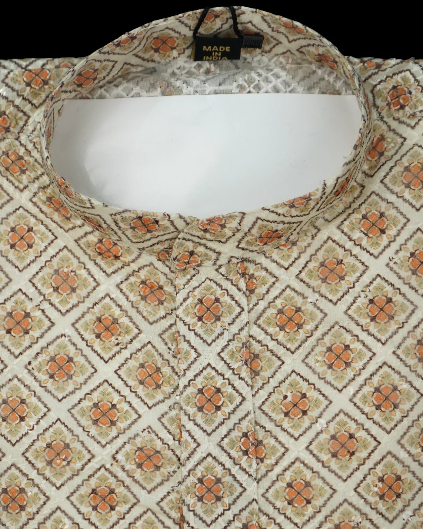 Block Print Embroidered Cotton Kurta Pajama