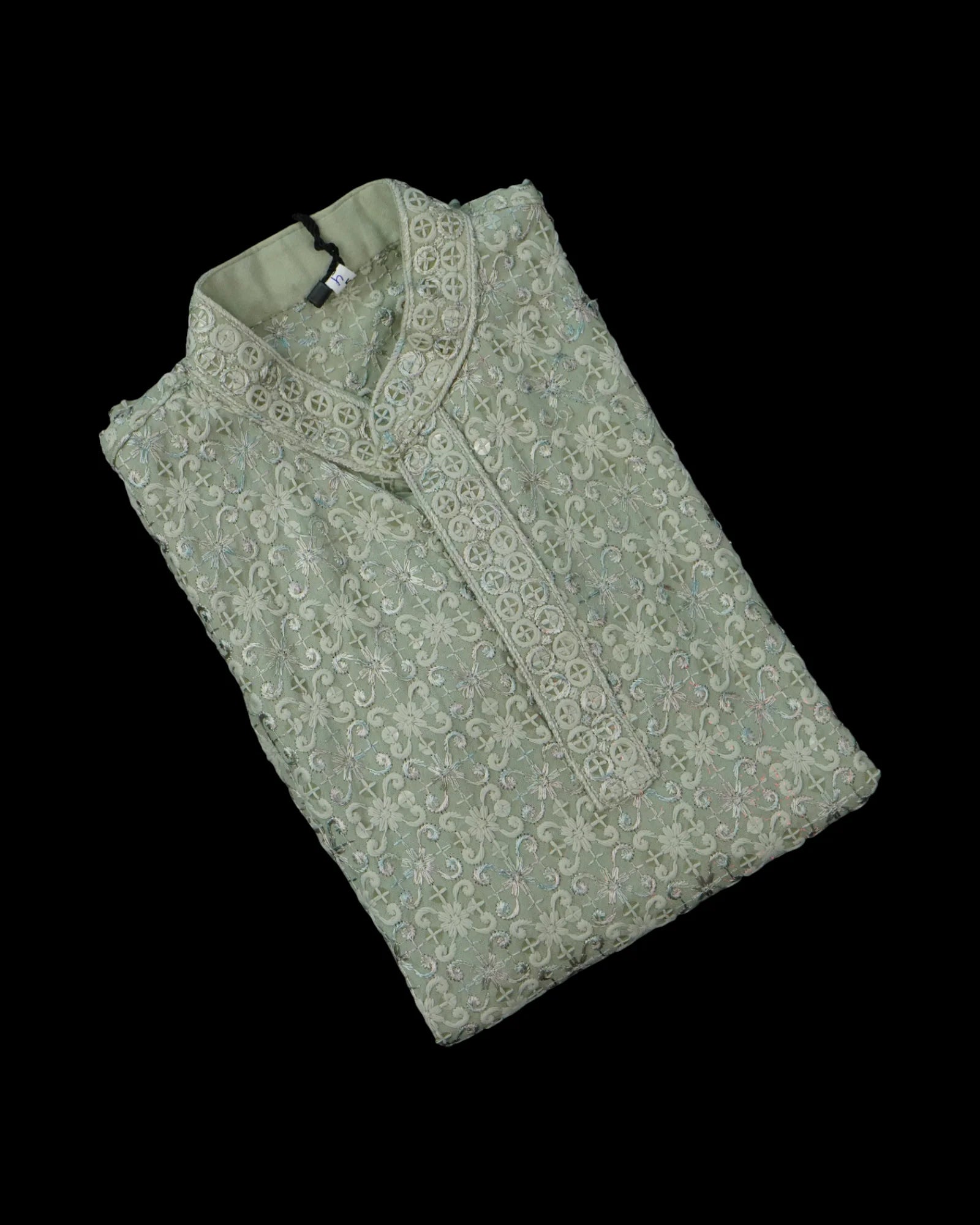 Cotton Blend Sequined Embroidered Kurta Pajama Set