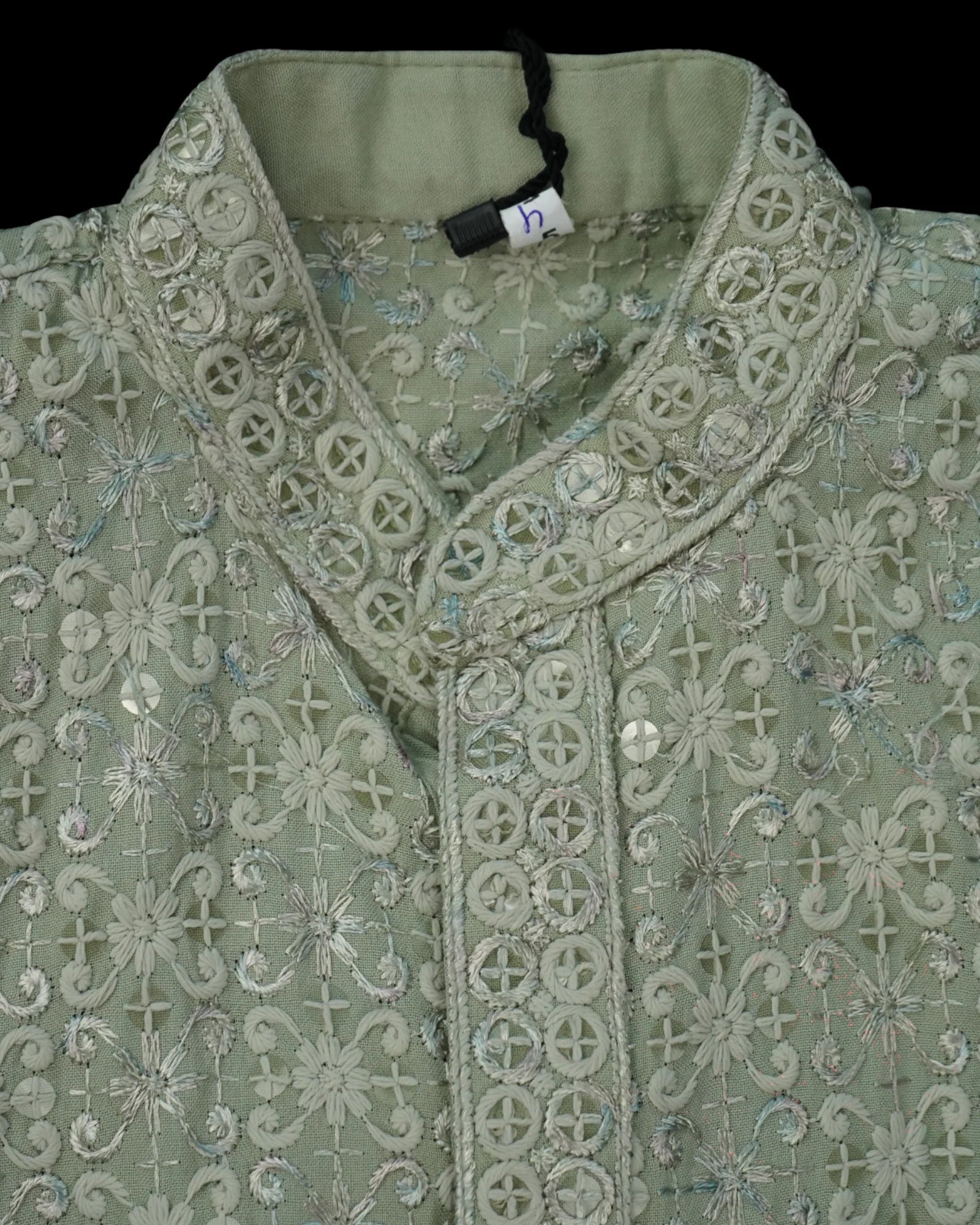 Cotton Blend Sequined Embroidered Kurta Pajama Set