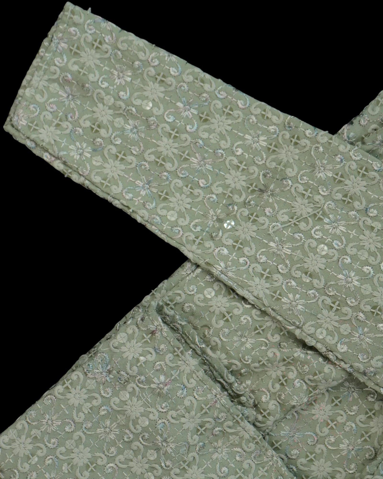 Cotton Blend Sequined Embroidered Kurta Pajama Set