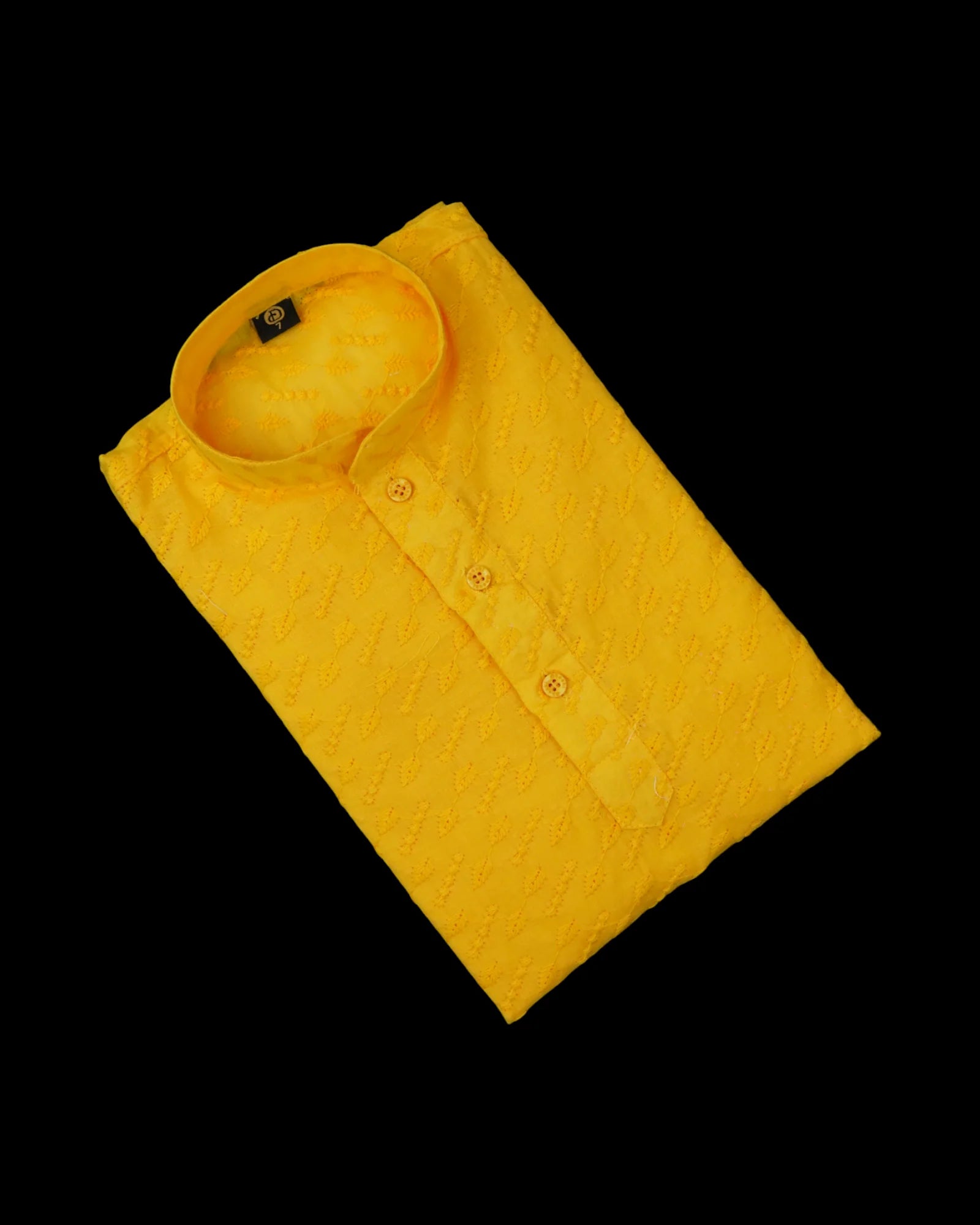 Yellow Cotton Thread Embroidered Kurta Pajama Set