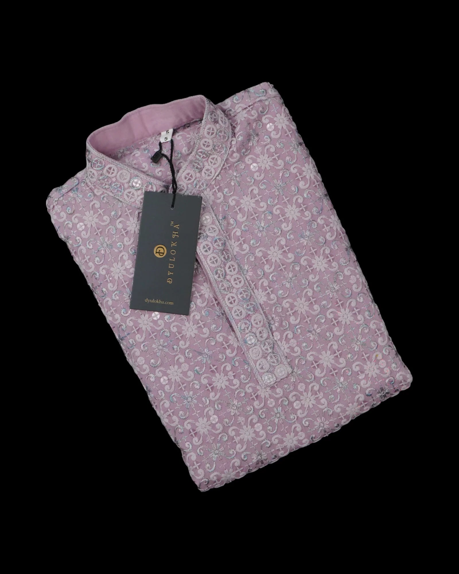 Cotton Blend Sequined Embroidered Kurta Pajama Set