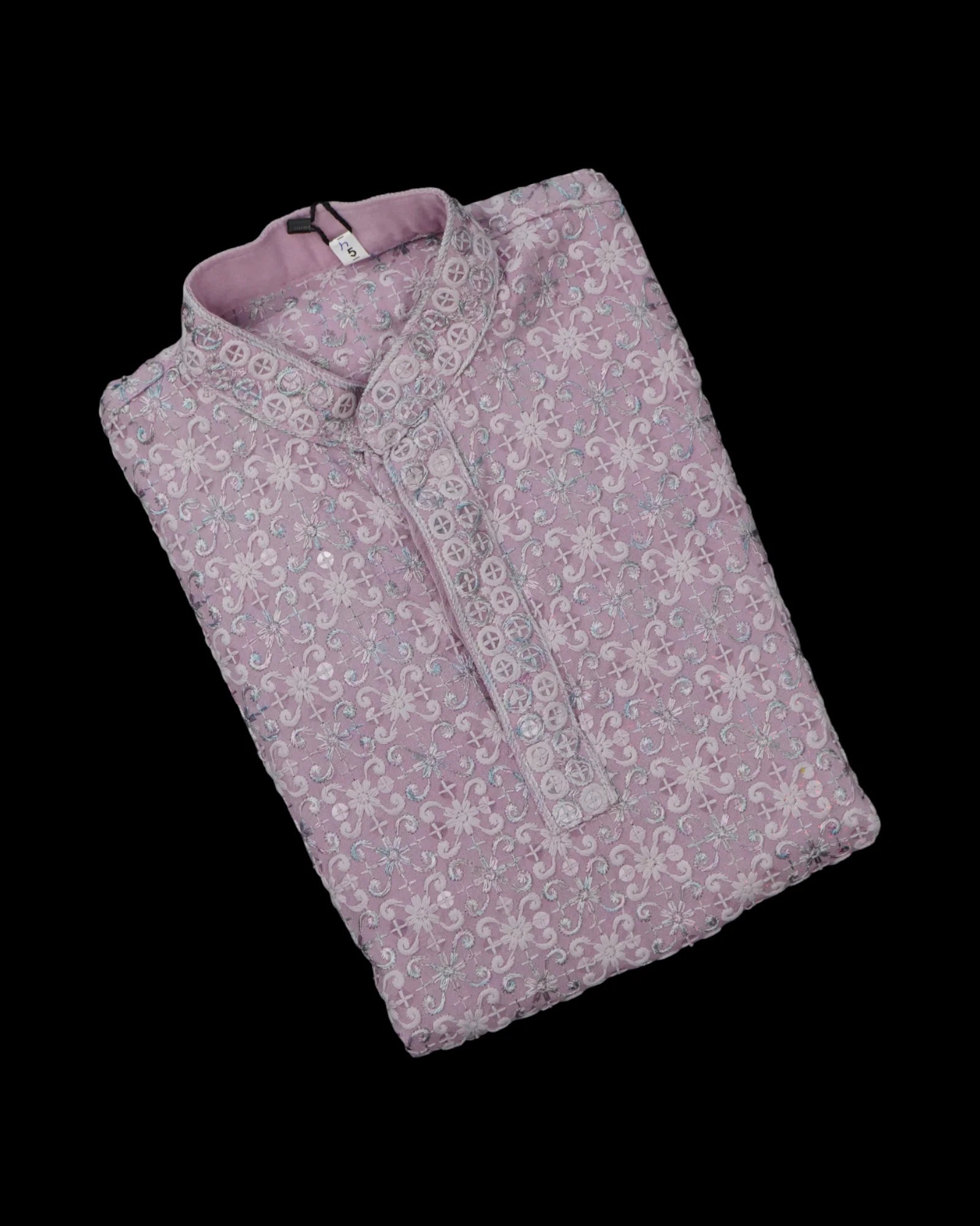 Cotton Blend Sequined Embroidered Kurta Pajama Set
