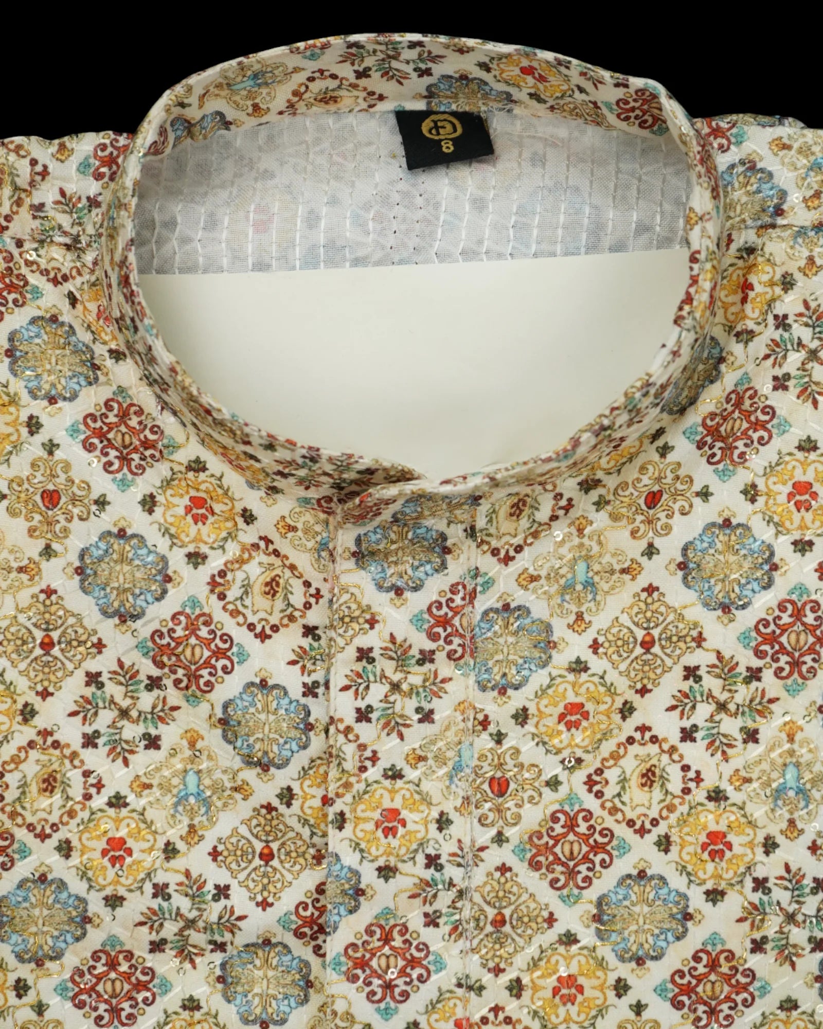 Block Printed Sequins Cotton Kurta Pajama Set