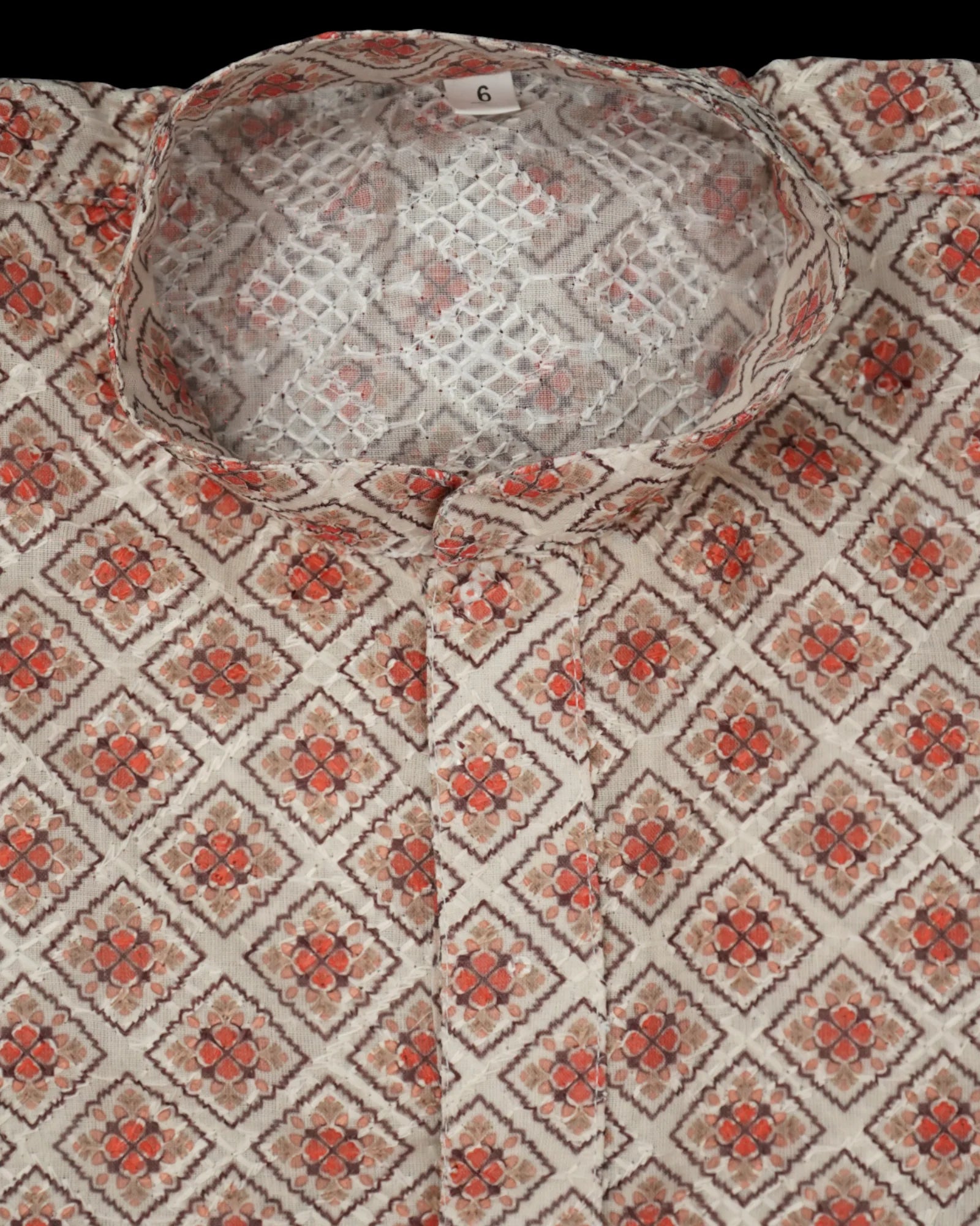 Block Print Embroidered Cotton Kurta Pajama