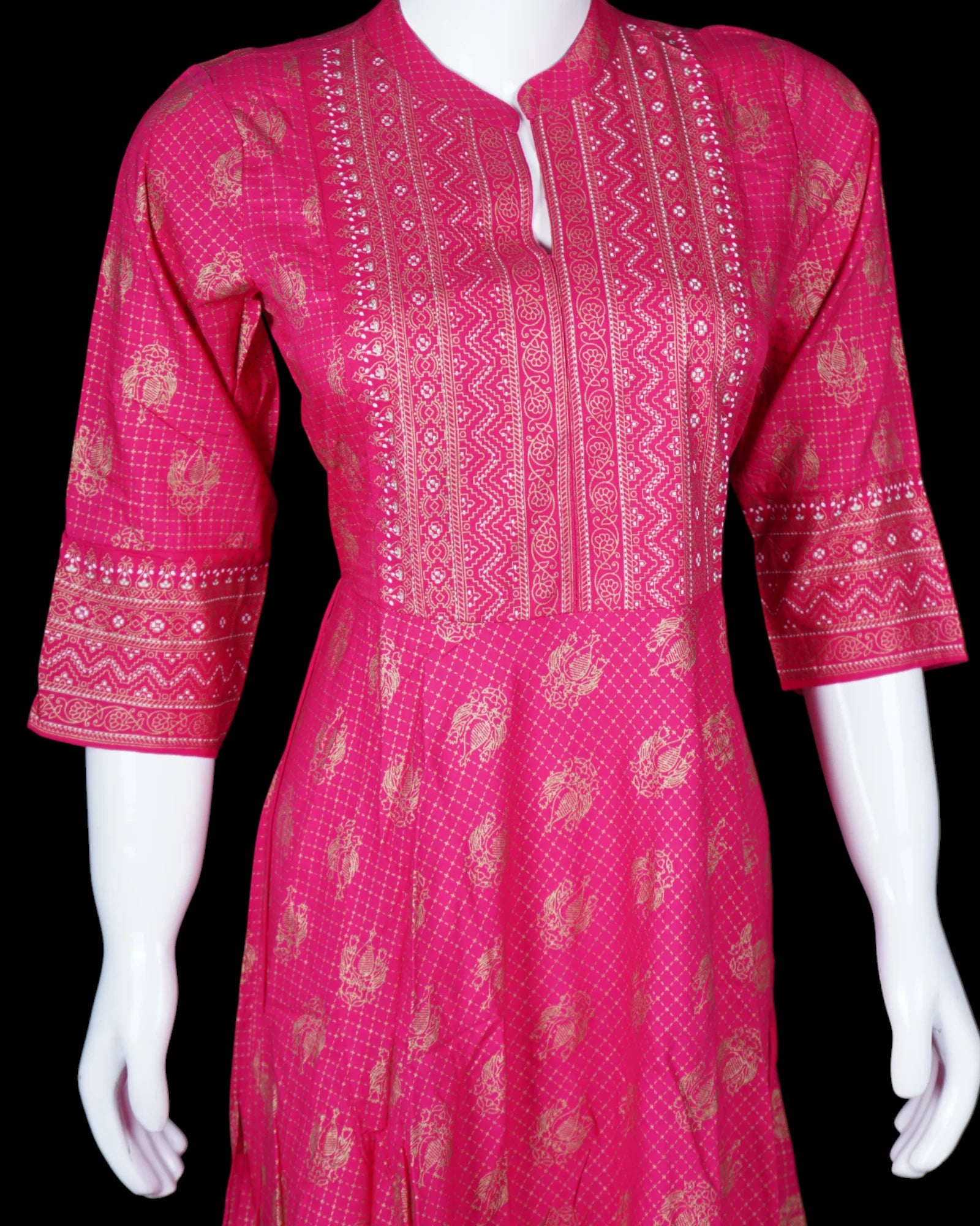 Pink Cotton Ethnic Gown With Stylish Design