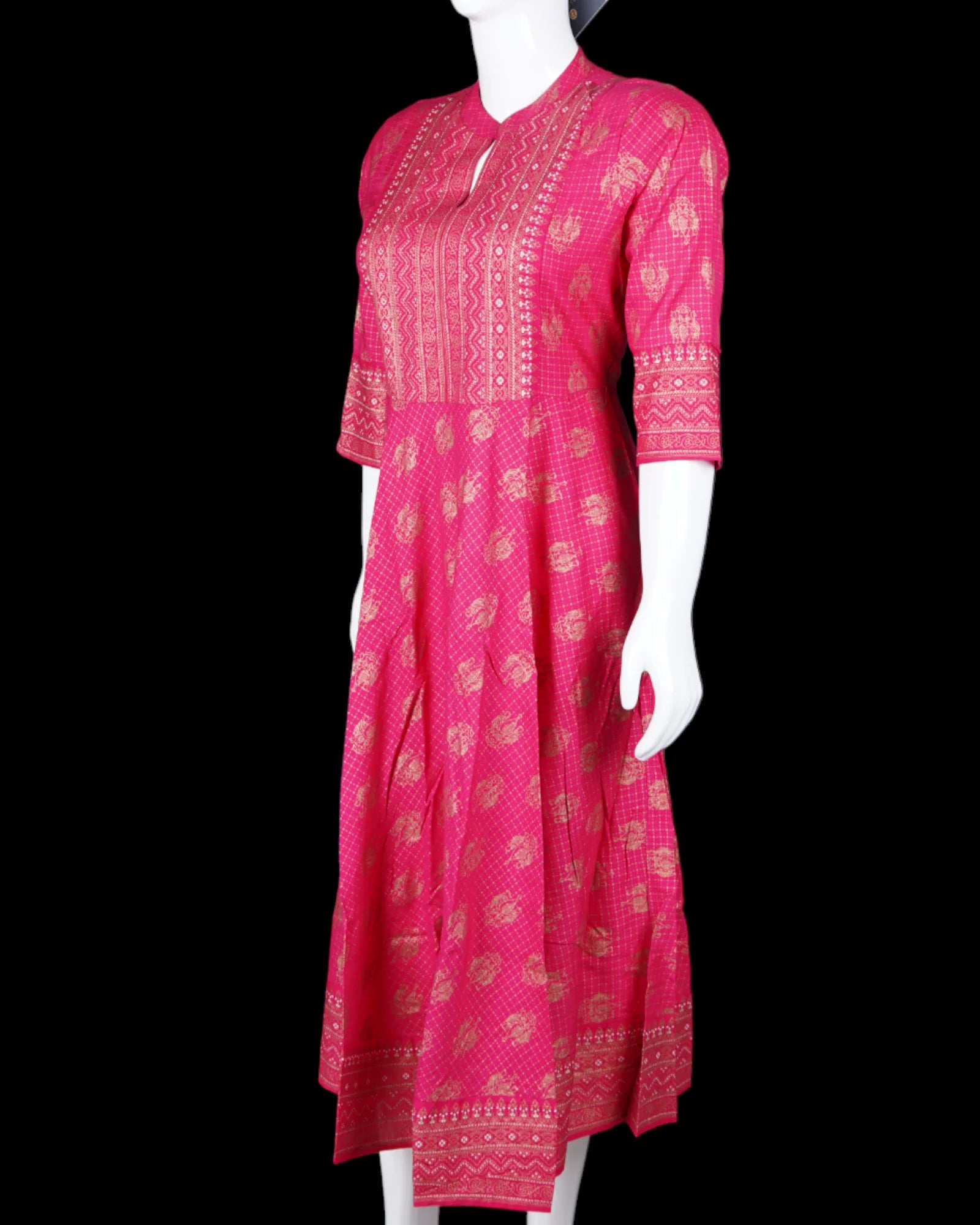 Pink Cotton Ethnic Gown With Stylish Design
