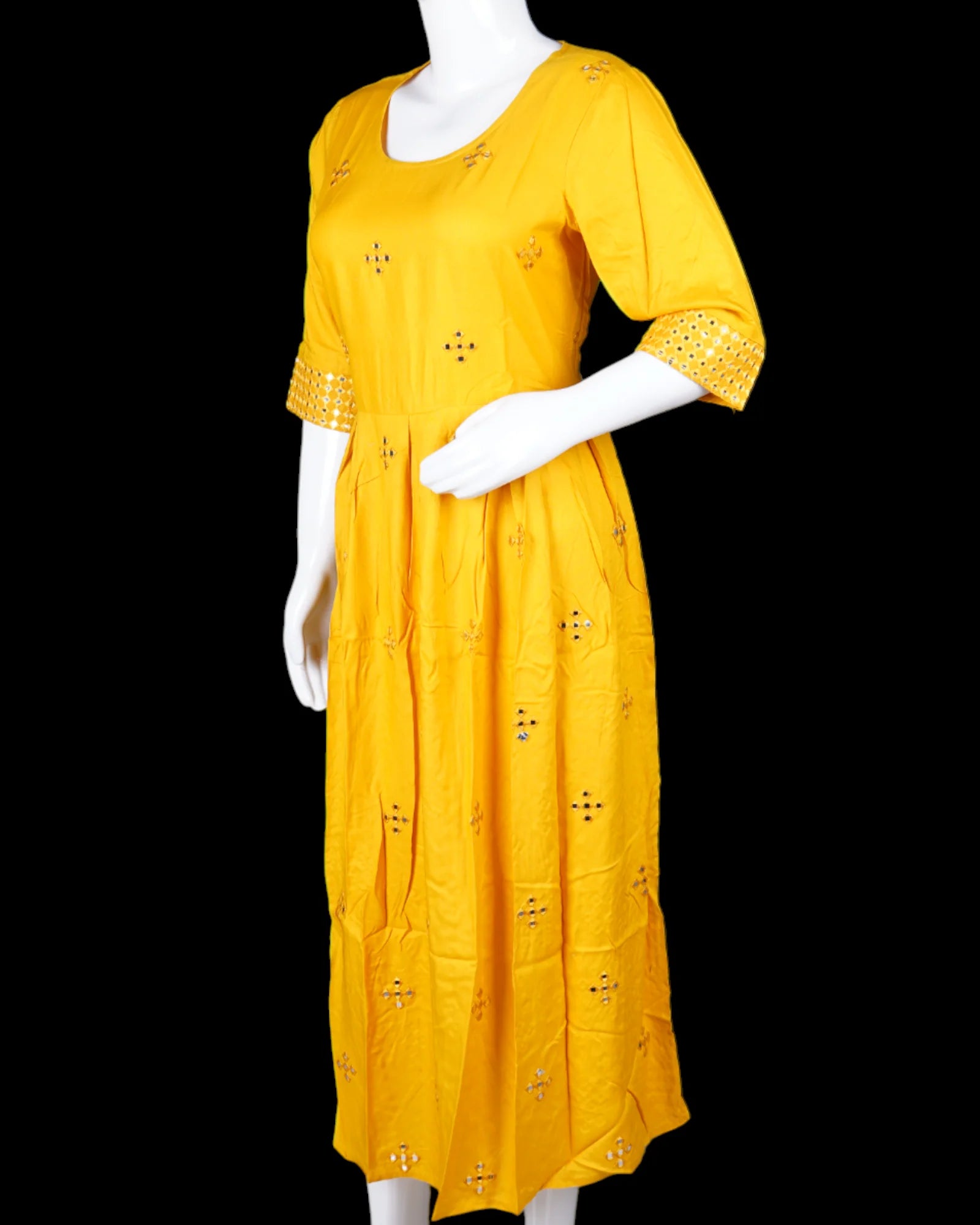 Yellow Cotton Gown For Women