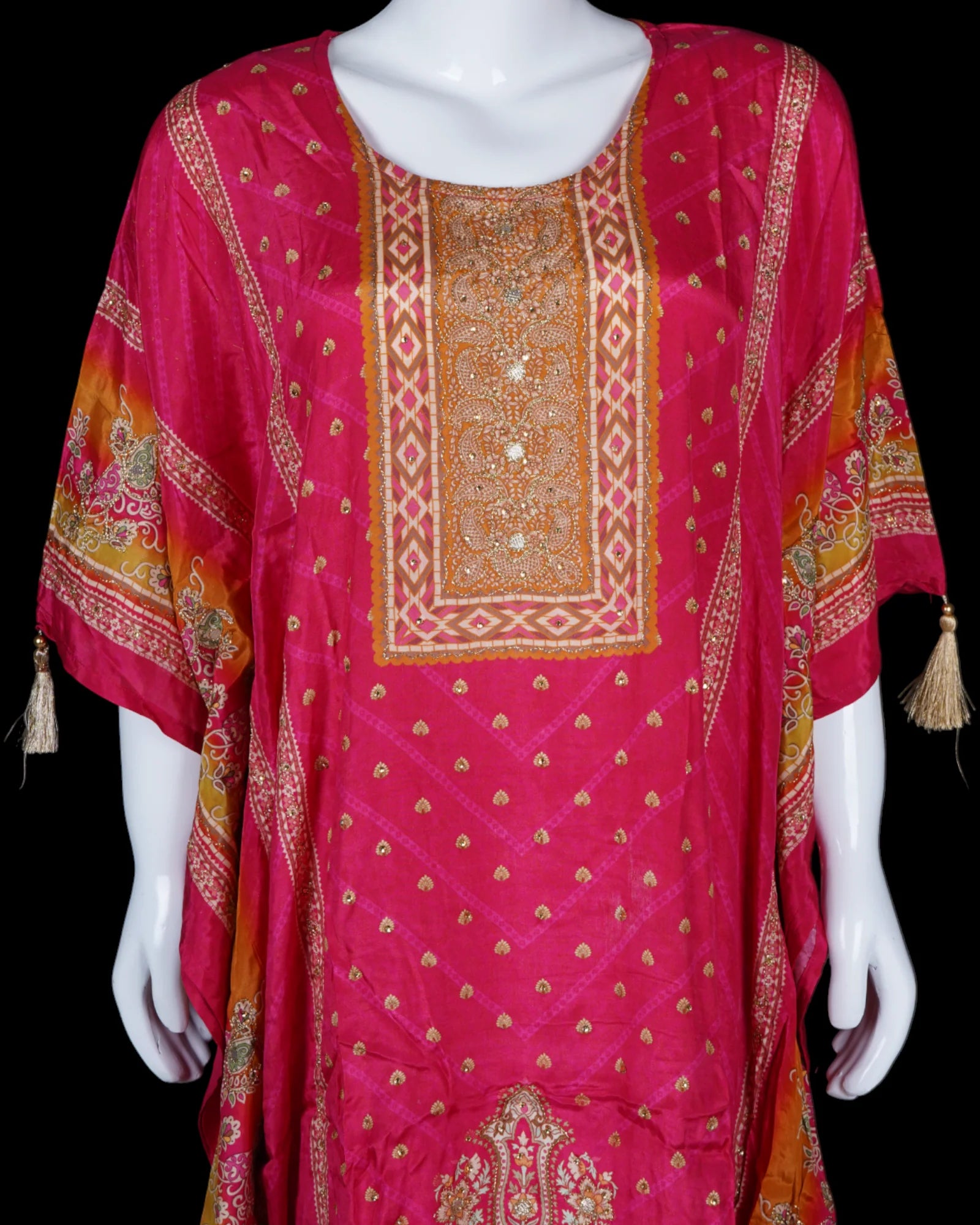 Floral Embroidered Crepe Kaftan