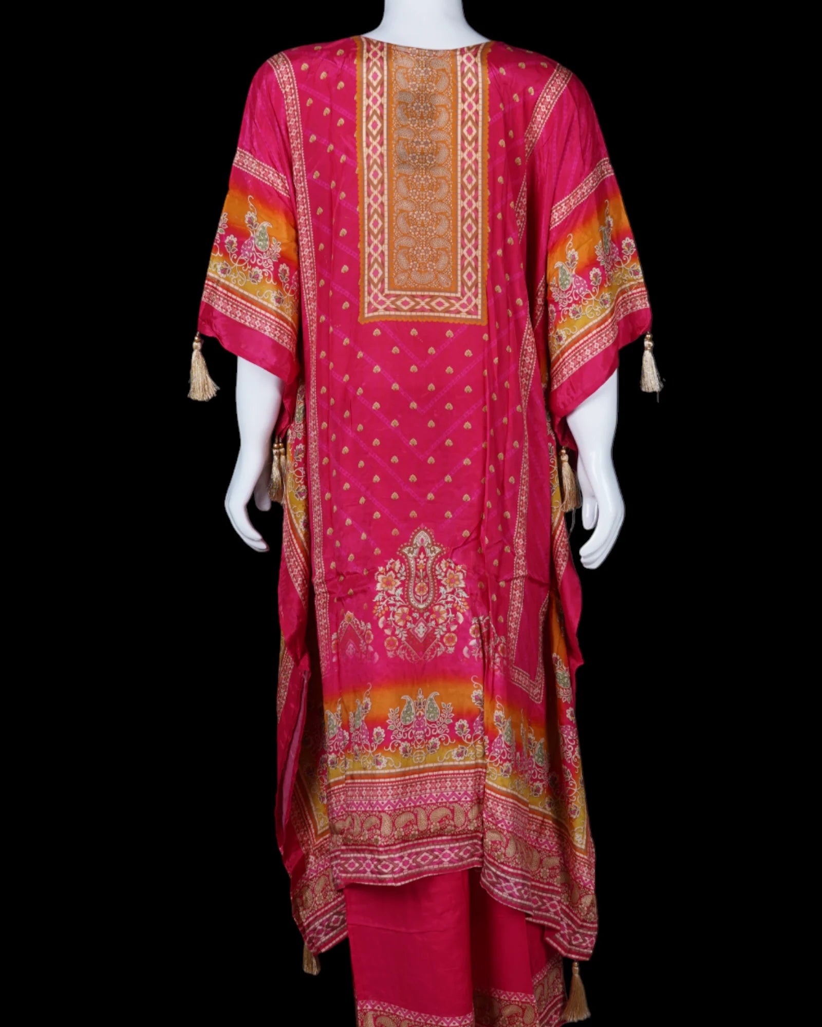 Floral Embroidered Crepe Kaftan