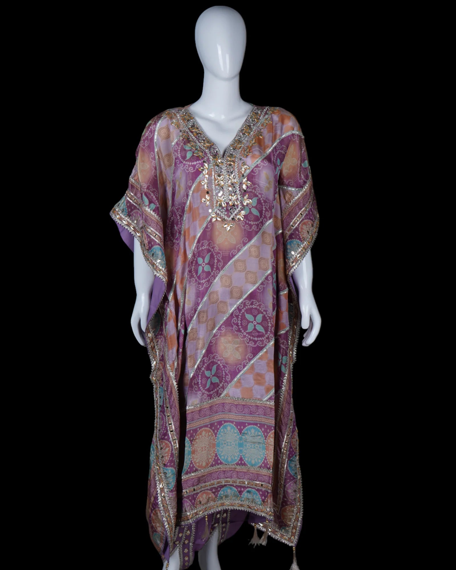 Bandhani Cotton Kaftan With Dhoti Set