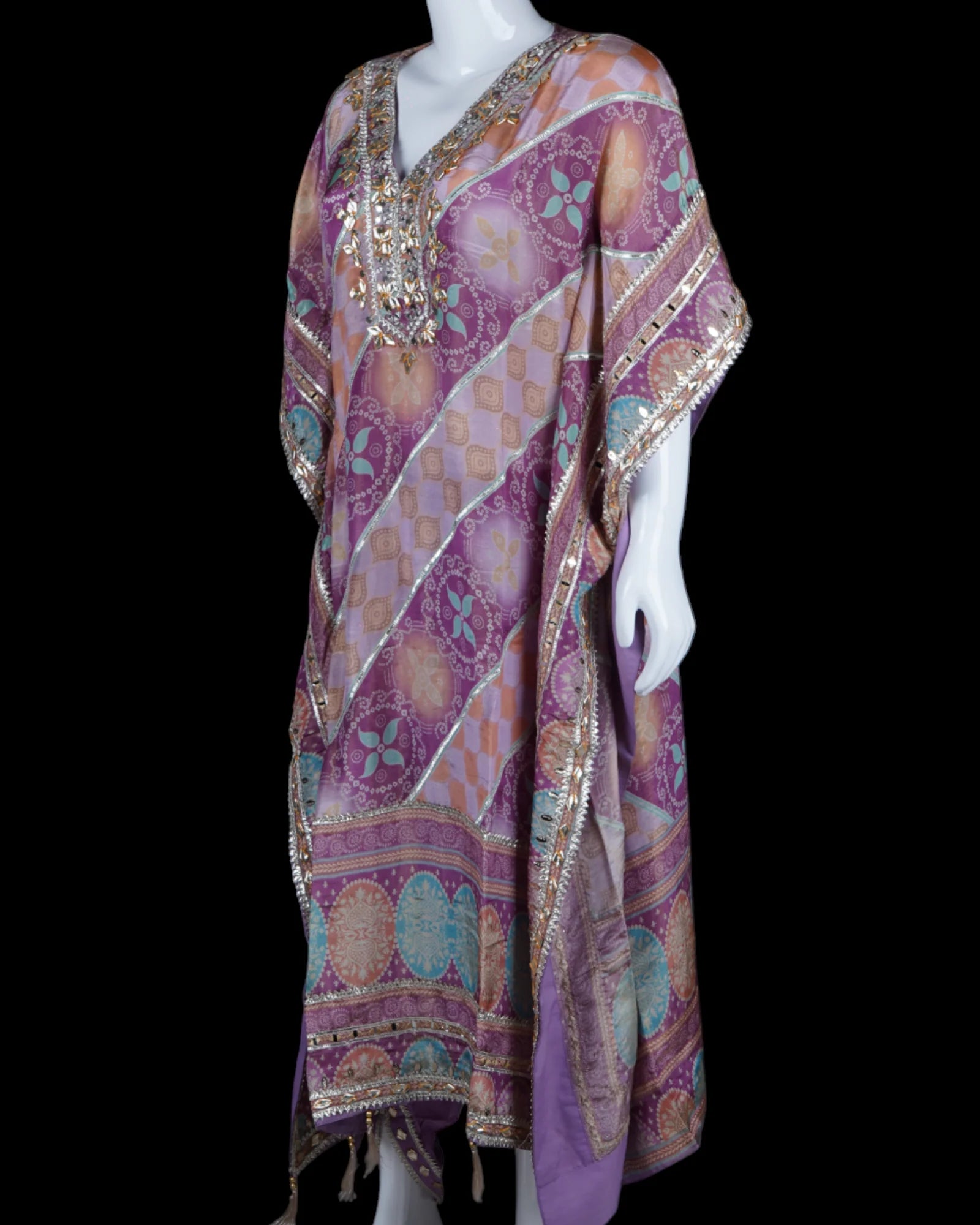Bandhani Cotton Kaftan With Dhoti Set