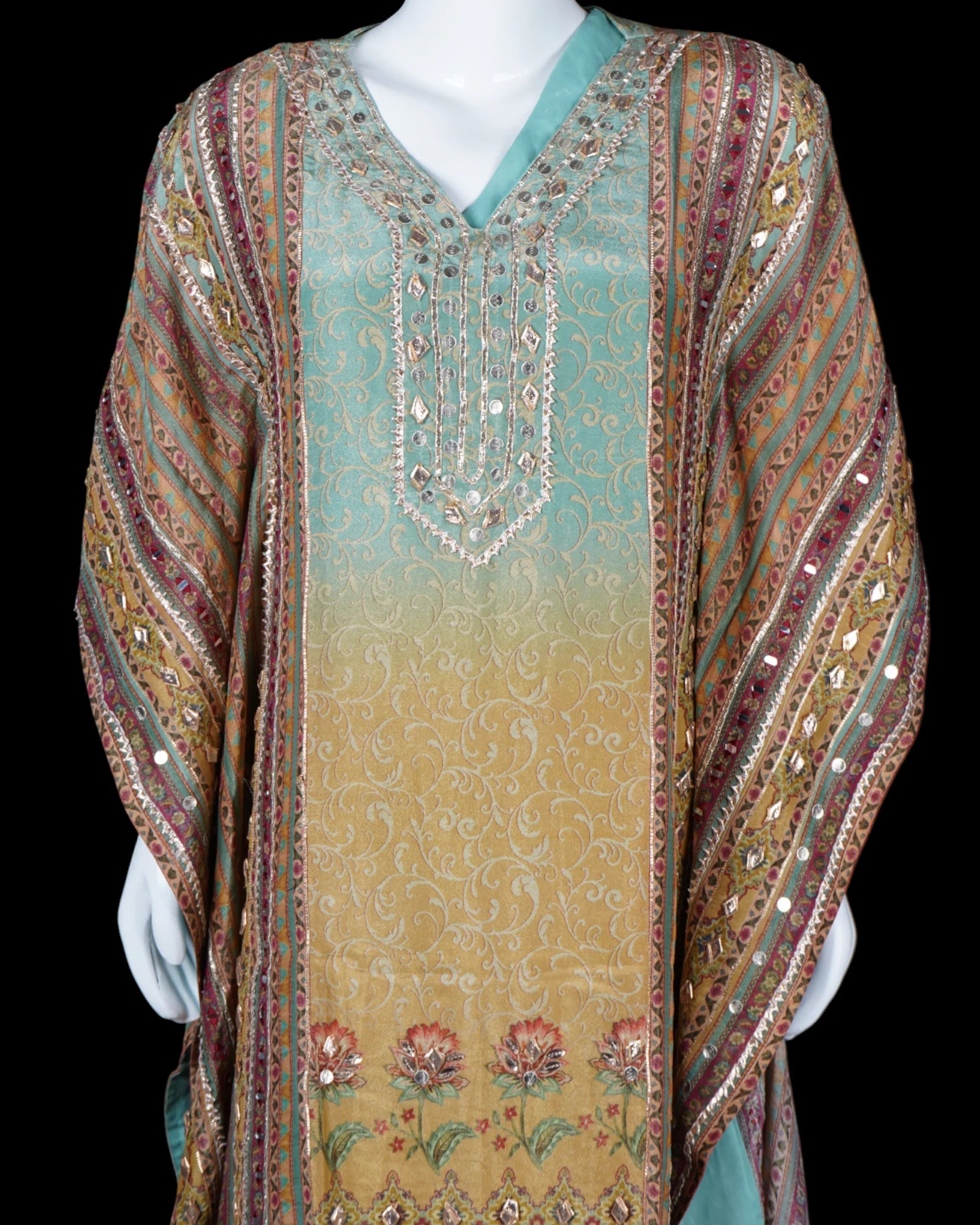 Shimmering Jalar Kaftan With Stylish Dhoti Set
