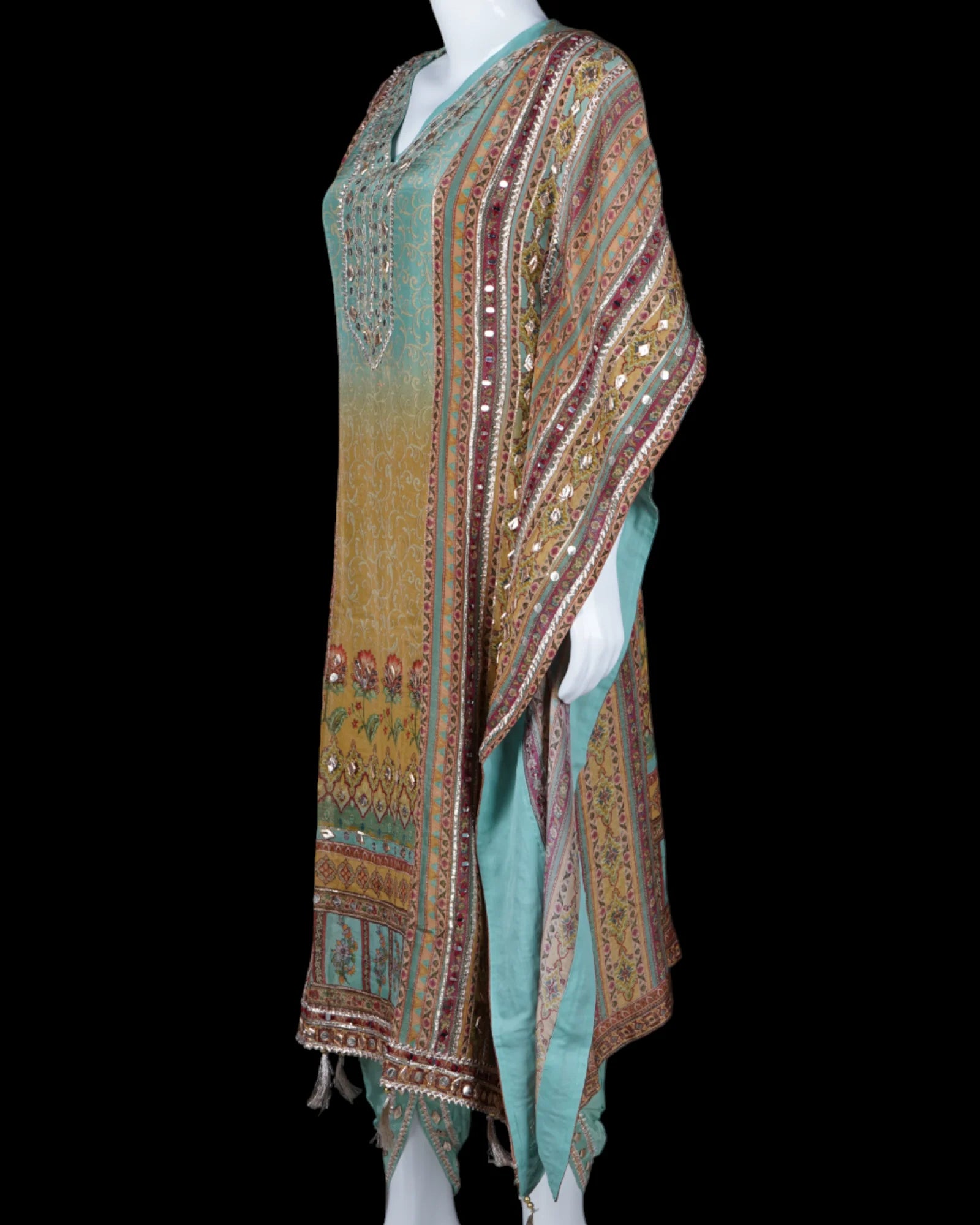 Shimmering Jalar Kaftan With Stylish Dhoti Set