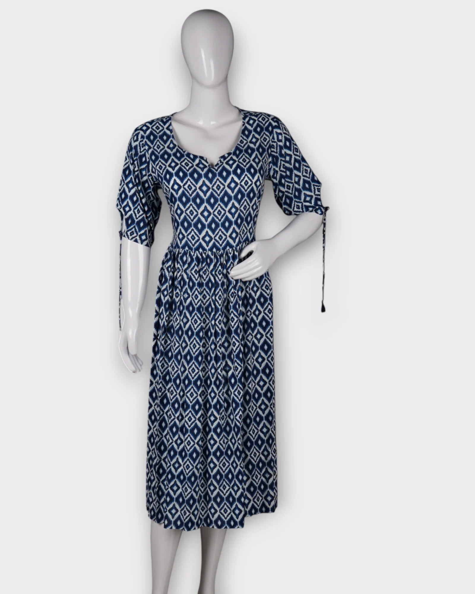 Navy Rayon Gown With Elegant Self Diamond Design
