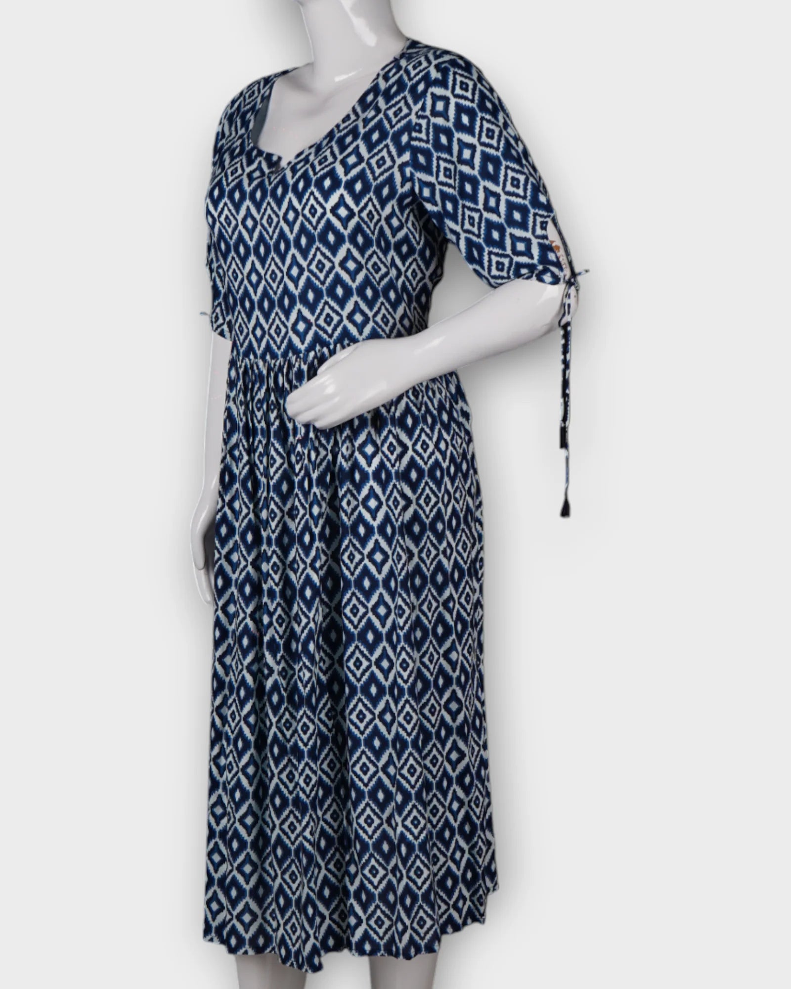 Navy Rayon Gown With Elegant Self Diamond Design