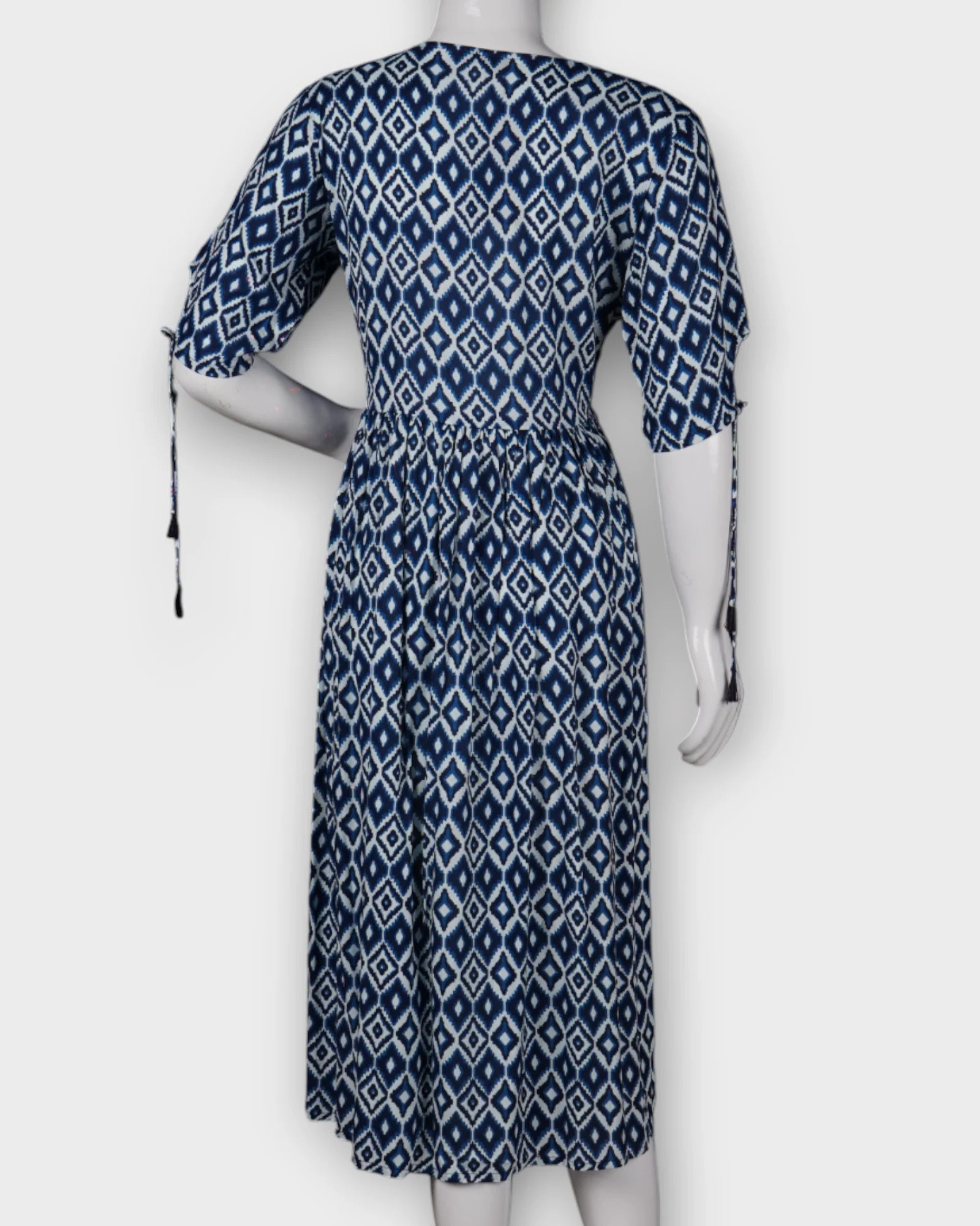 Navy Rayon Gown With Elegant Self Diamond Design