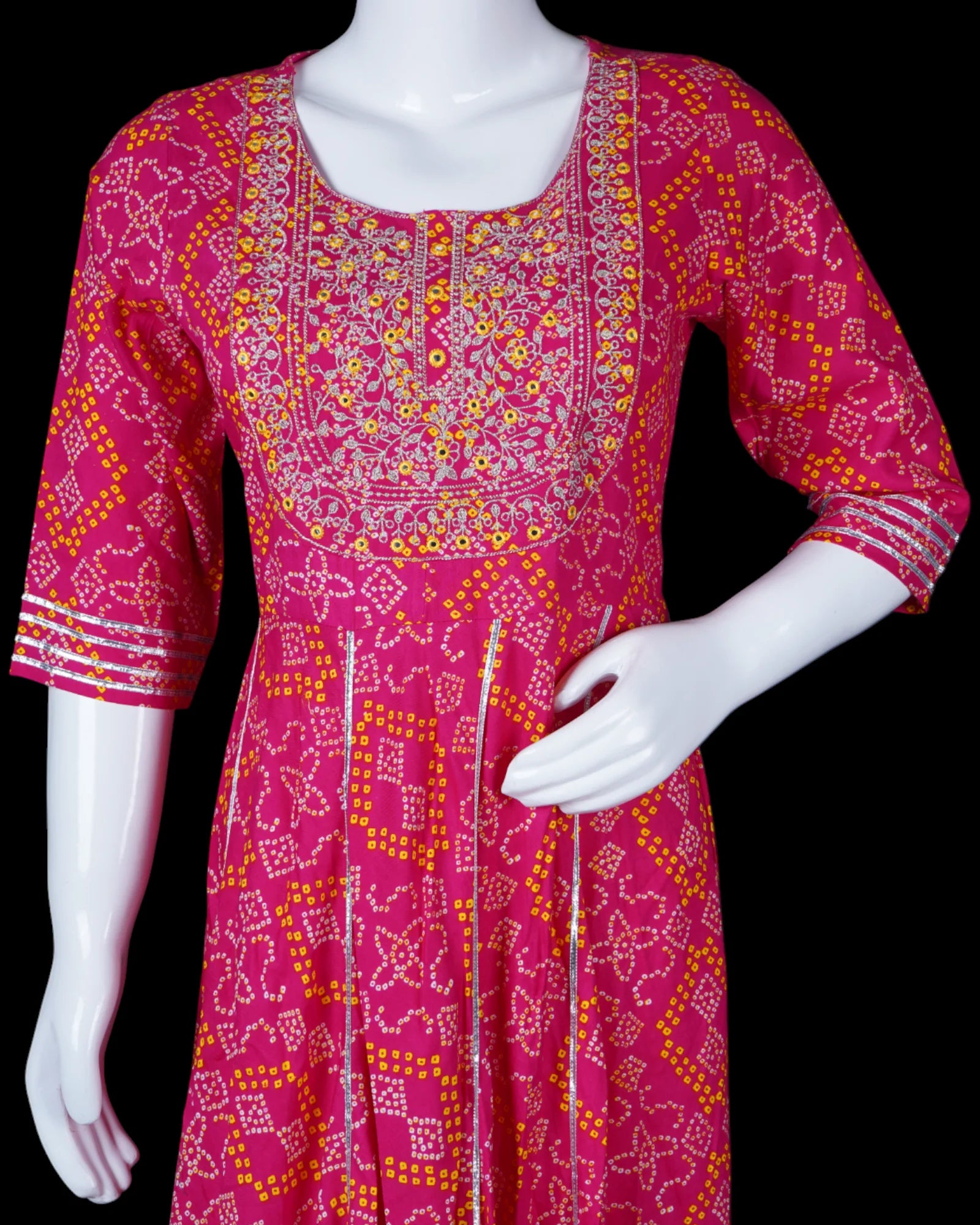 Rani Pink Rayon Gown With Elbow Sleeves
